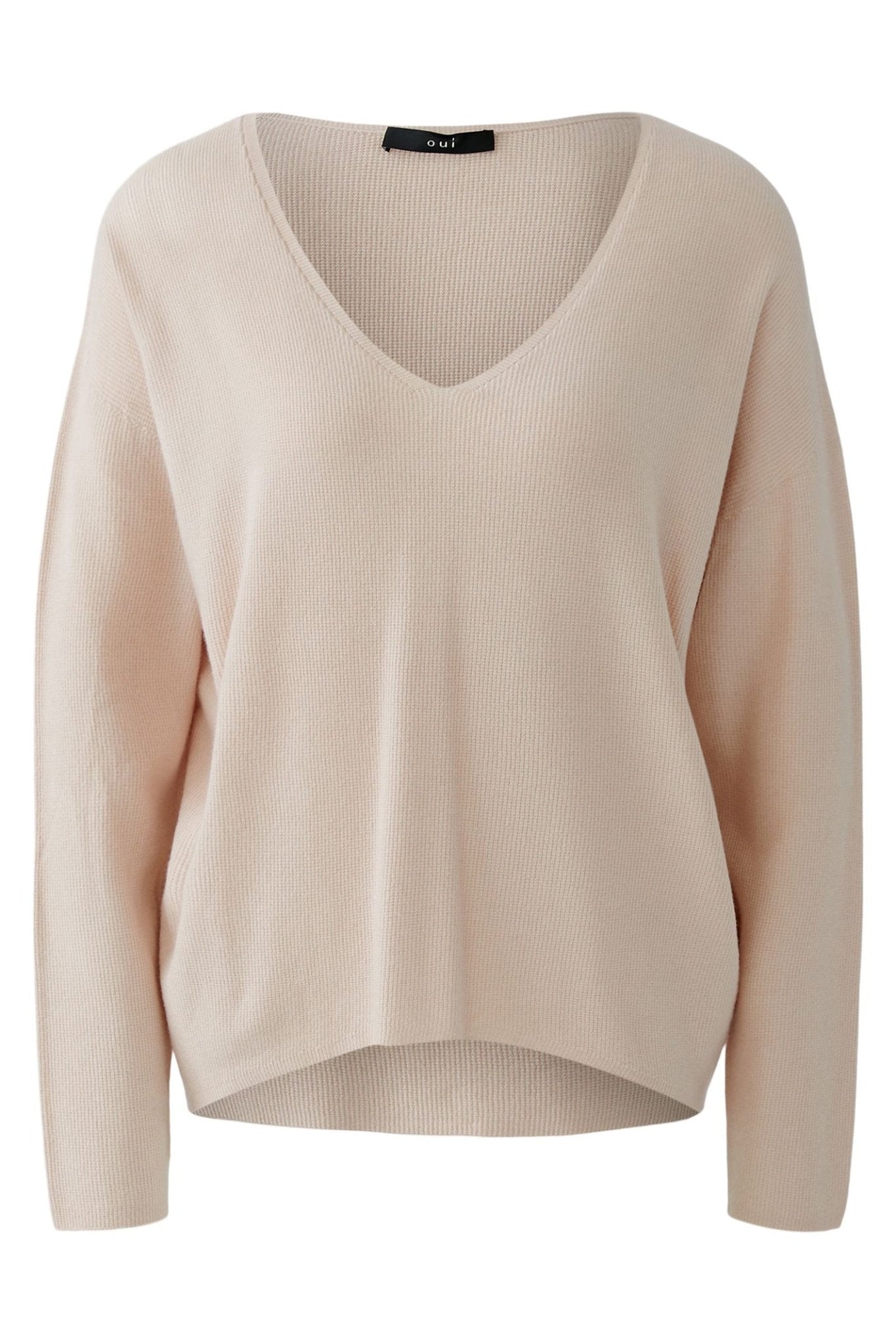 Oui 93708 Sepia Rose Pink V - Neck Jumper - Dotique - Oui