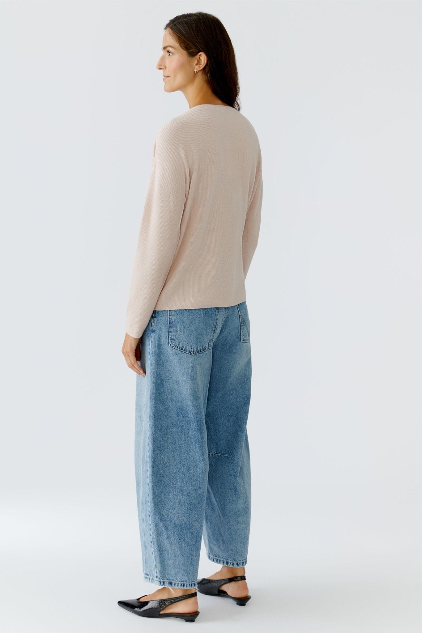 Oui 93708 Sepia Rose Pink V - Neck Jumper - Dotique - Oui