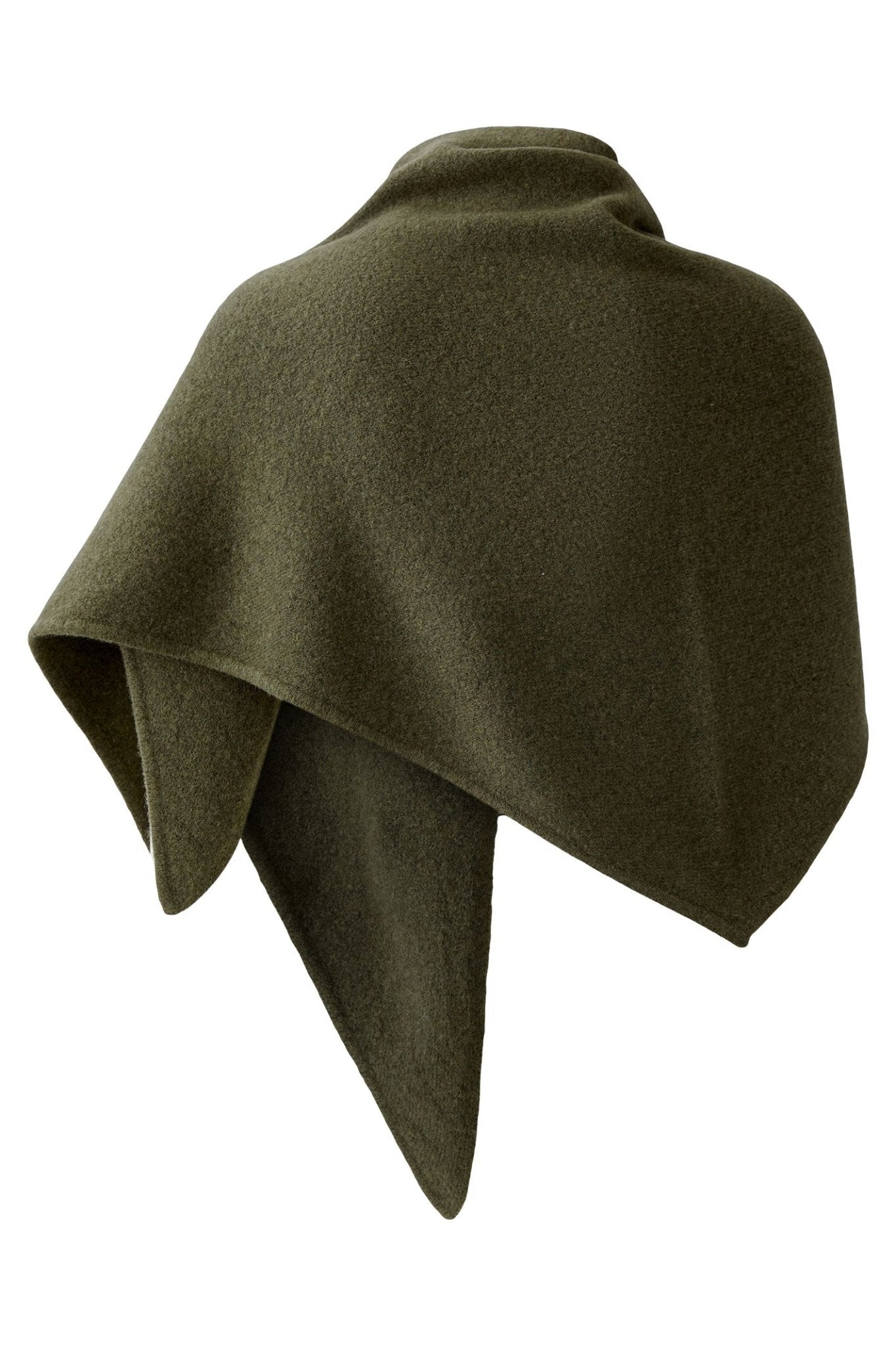 Green woolen shawl on a white background