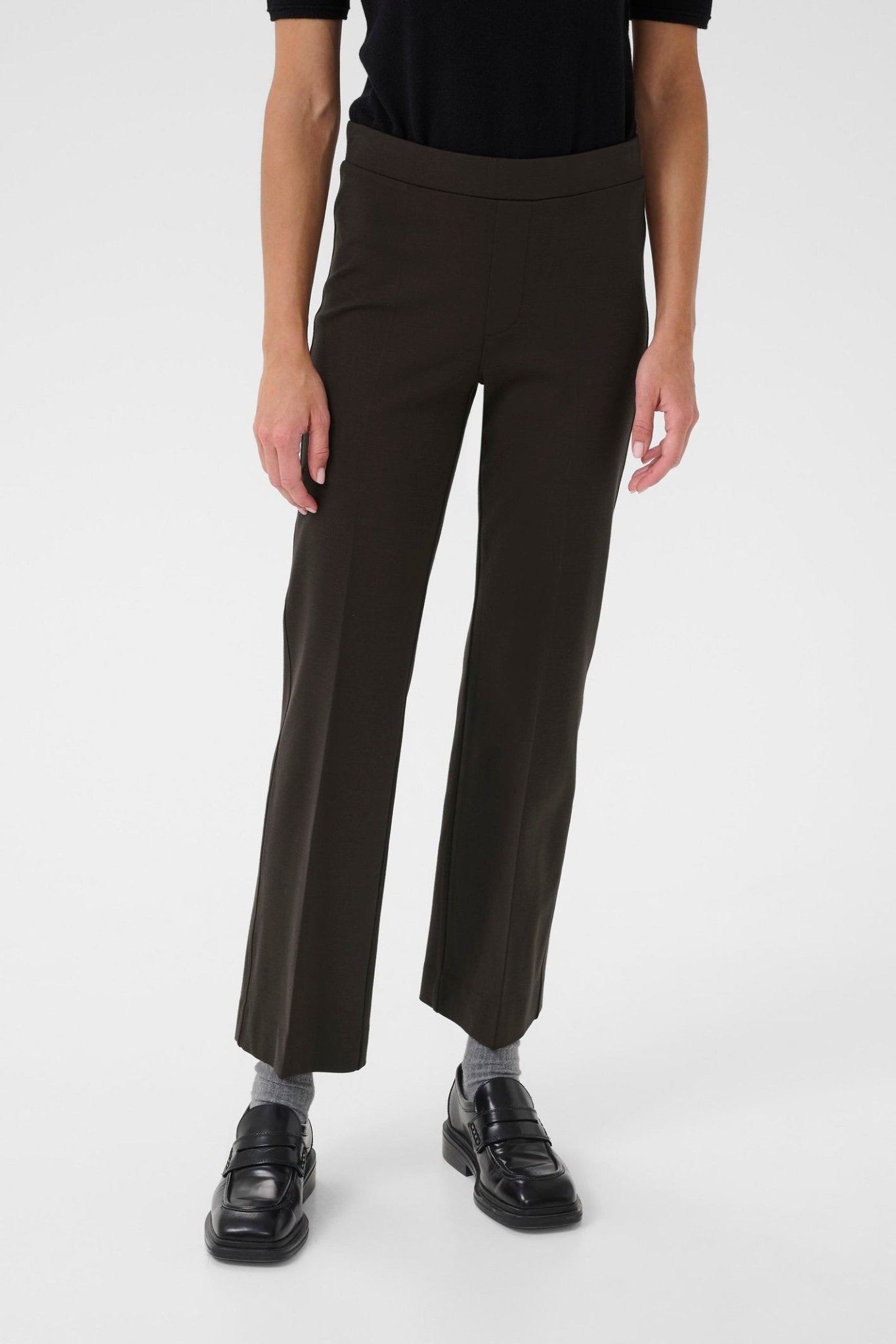 Part Two PontaPW cropped tailored trousers in ganache brown available at Dotique