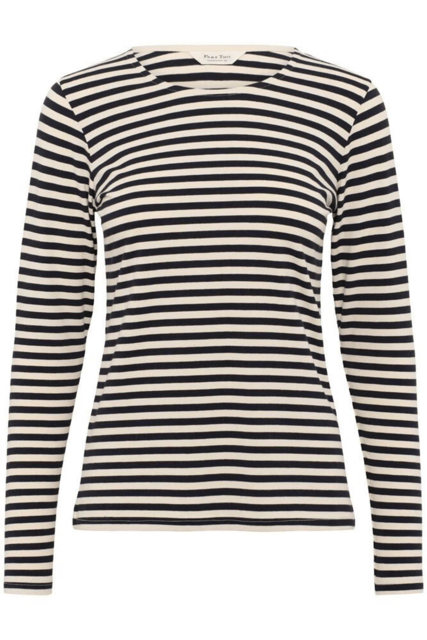 Part Two NemajasPW striped long sleeve t-shirt in whitecap gray and dark navy, available at Dotique