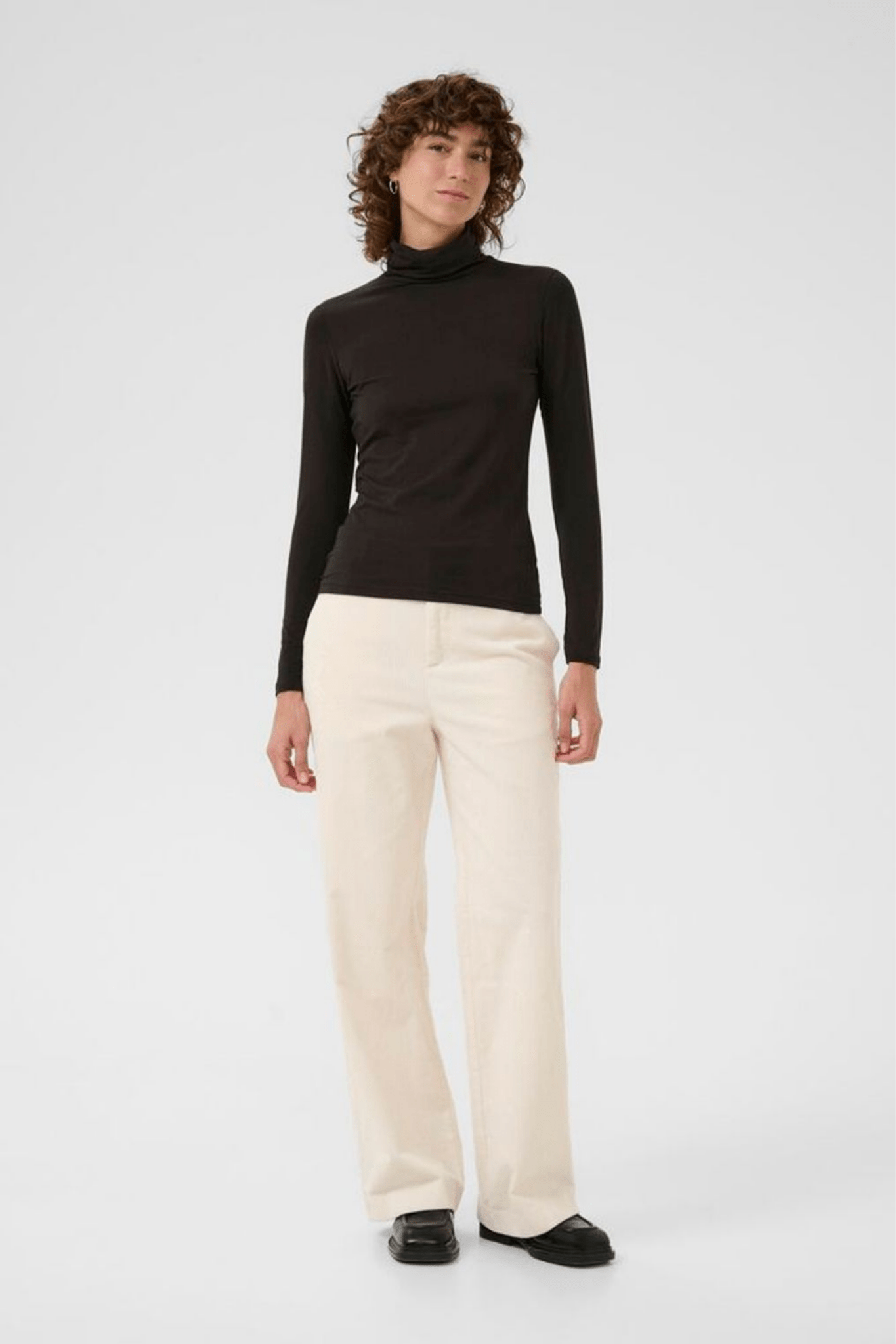 Part Two EfinasPW ganache brown turtleneck top with long sleeves, available at Dotique