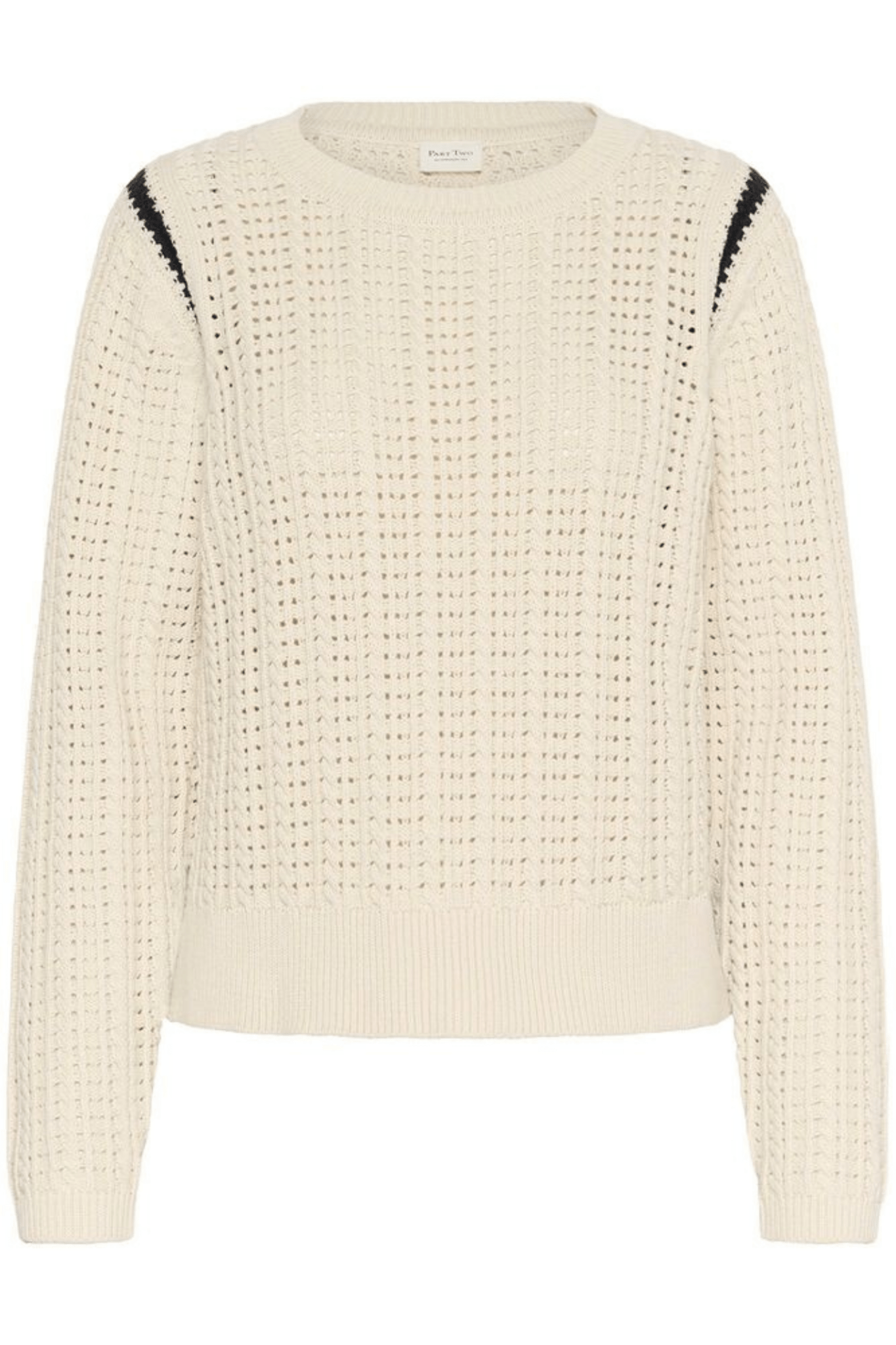 Part Two SeleniaPW whitecap grey jumper with dark navy stitch shoulder detail – Dotique