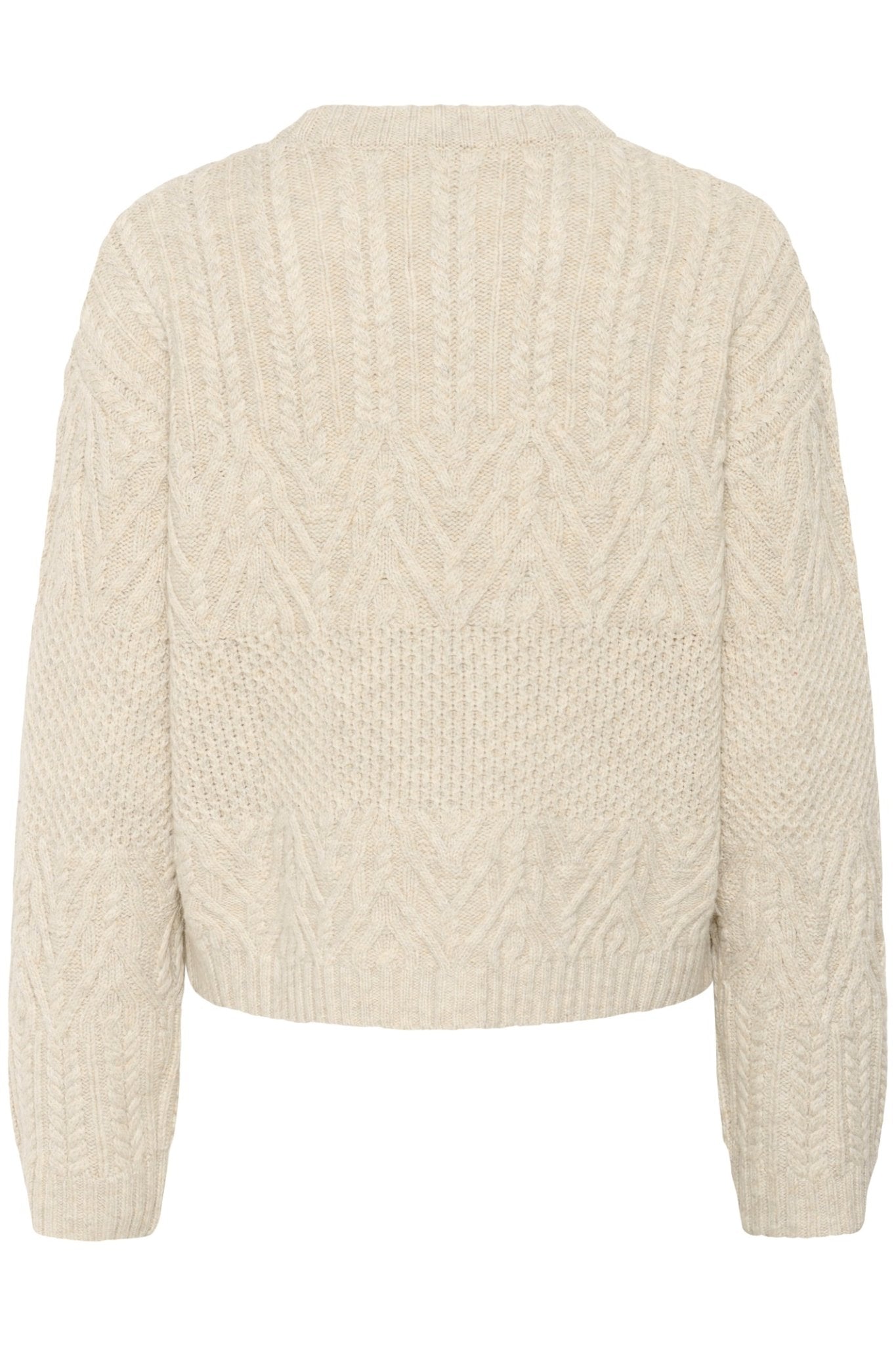 Part Two SindyPW PU Pullover in French Oak melange – cable knit jumper with crew neck, available at Dotique
