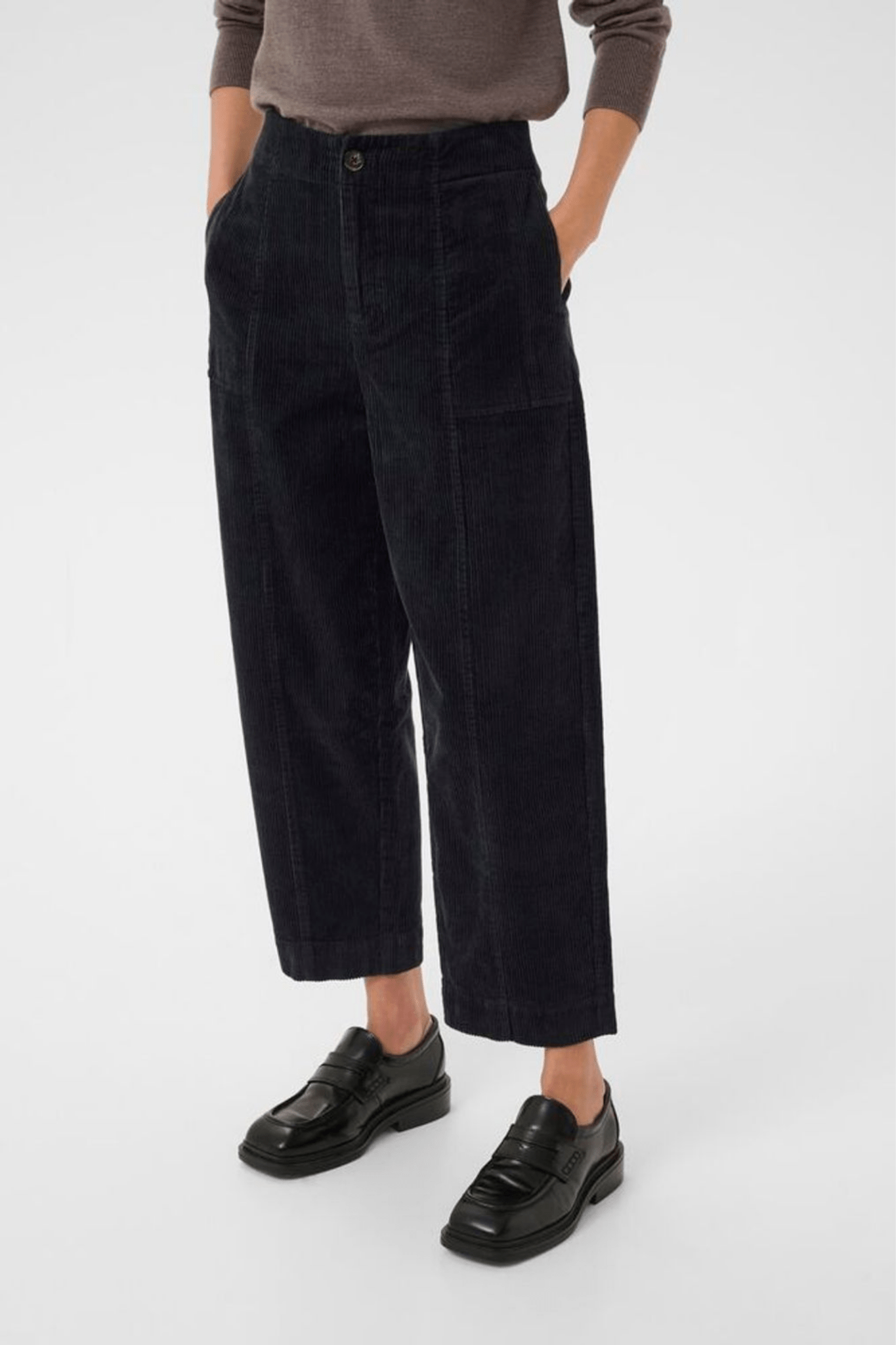 Part Two NettaPW PA cropped corduroy trousers dark navy – Dotique