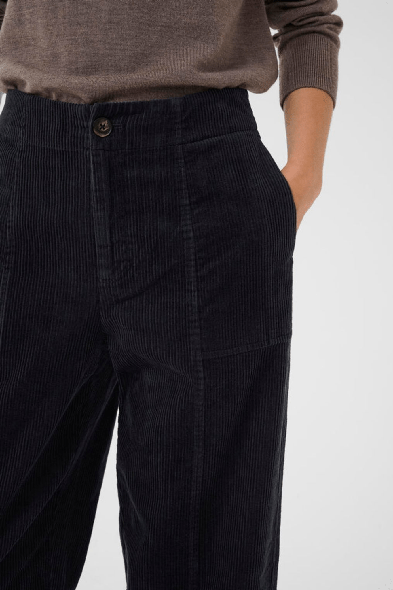 Part Two NettaPW PA cropped corduroy trousers dark navy – Dotique