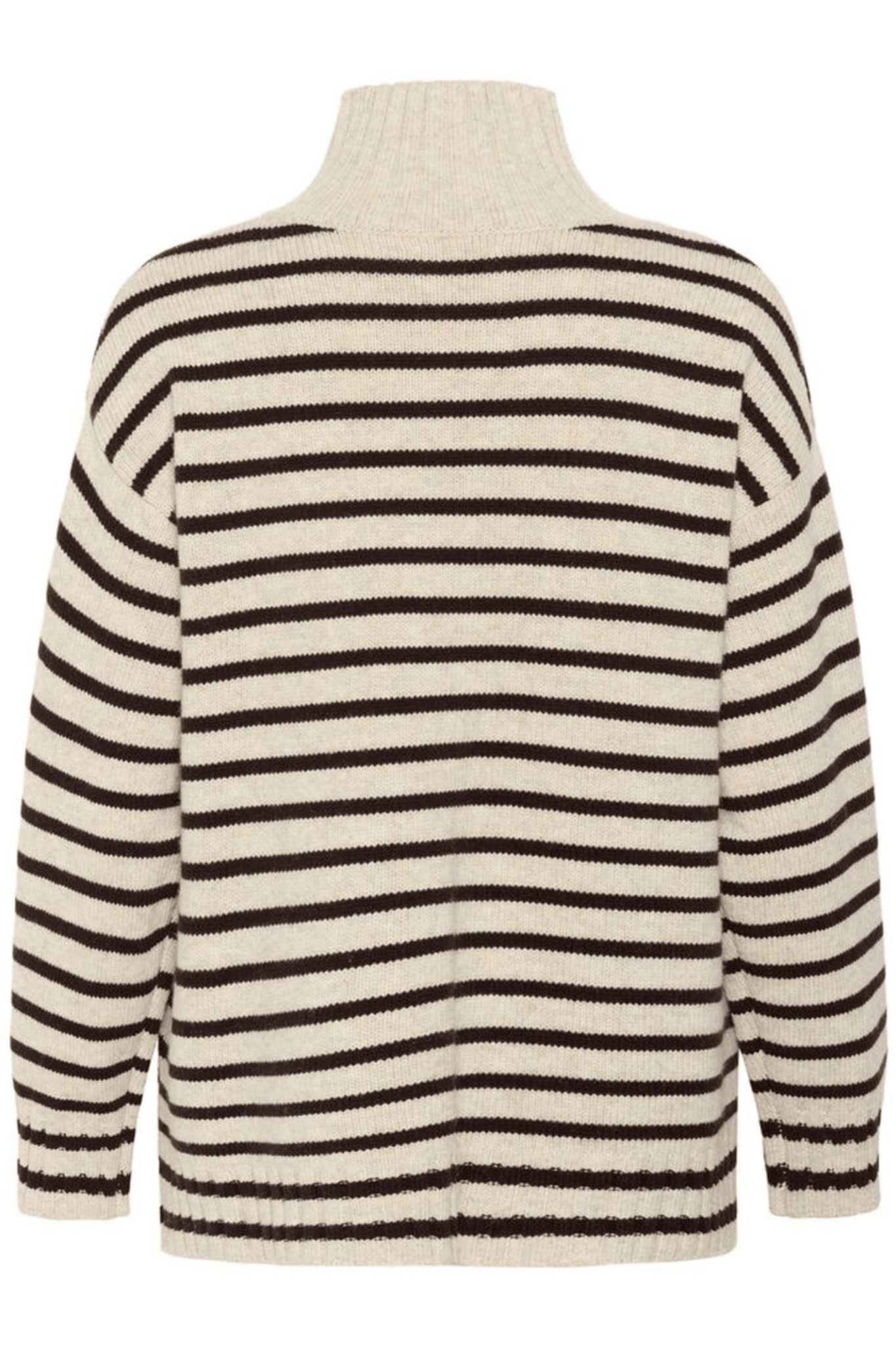 Part Two LilyePW striped funnel neck jumper in French oak melange and ganache, available at Dotique