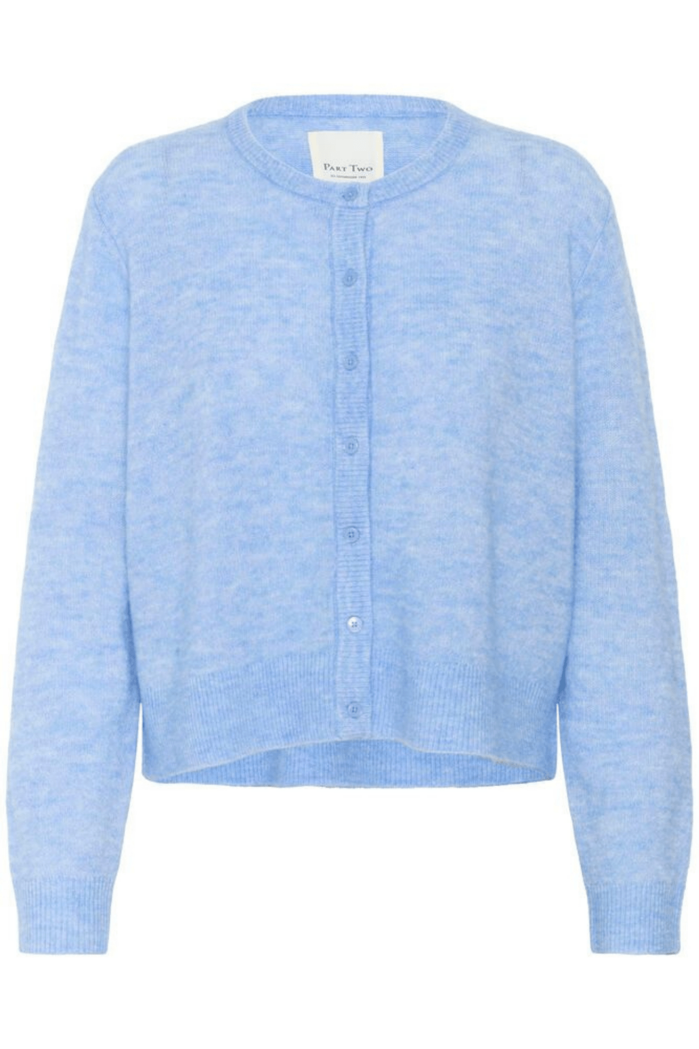 Part Two LinikaPW cardigan in vista blue with button front, available at Dotique