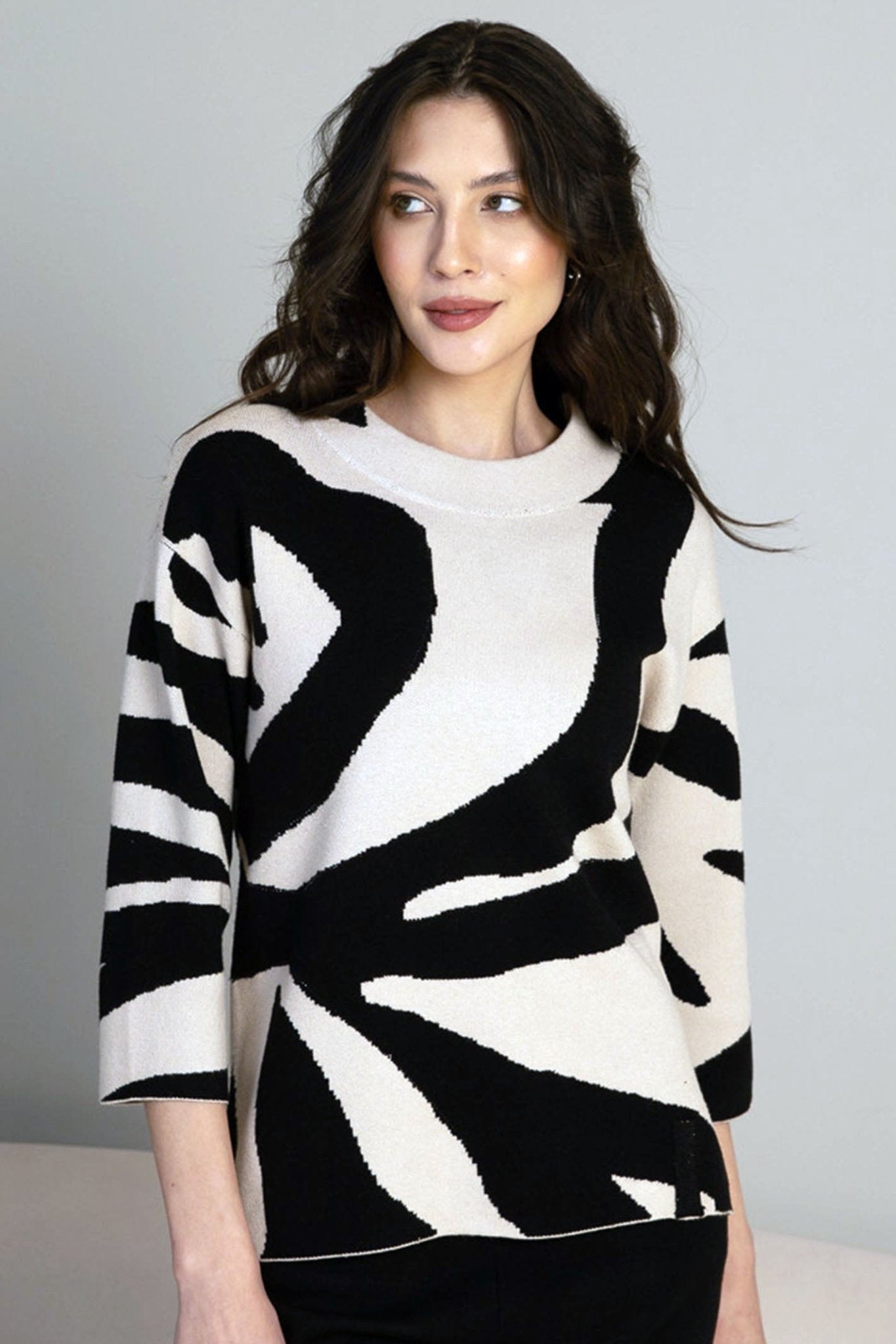 Passioni 16051 Beige Black Jumper - Dotique - Passioni