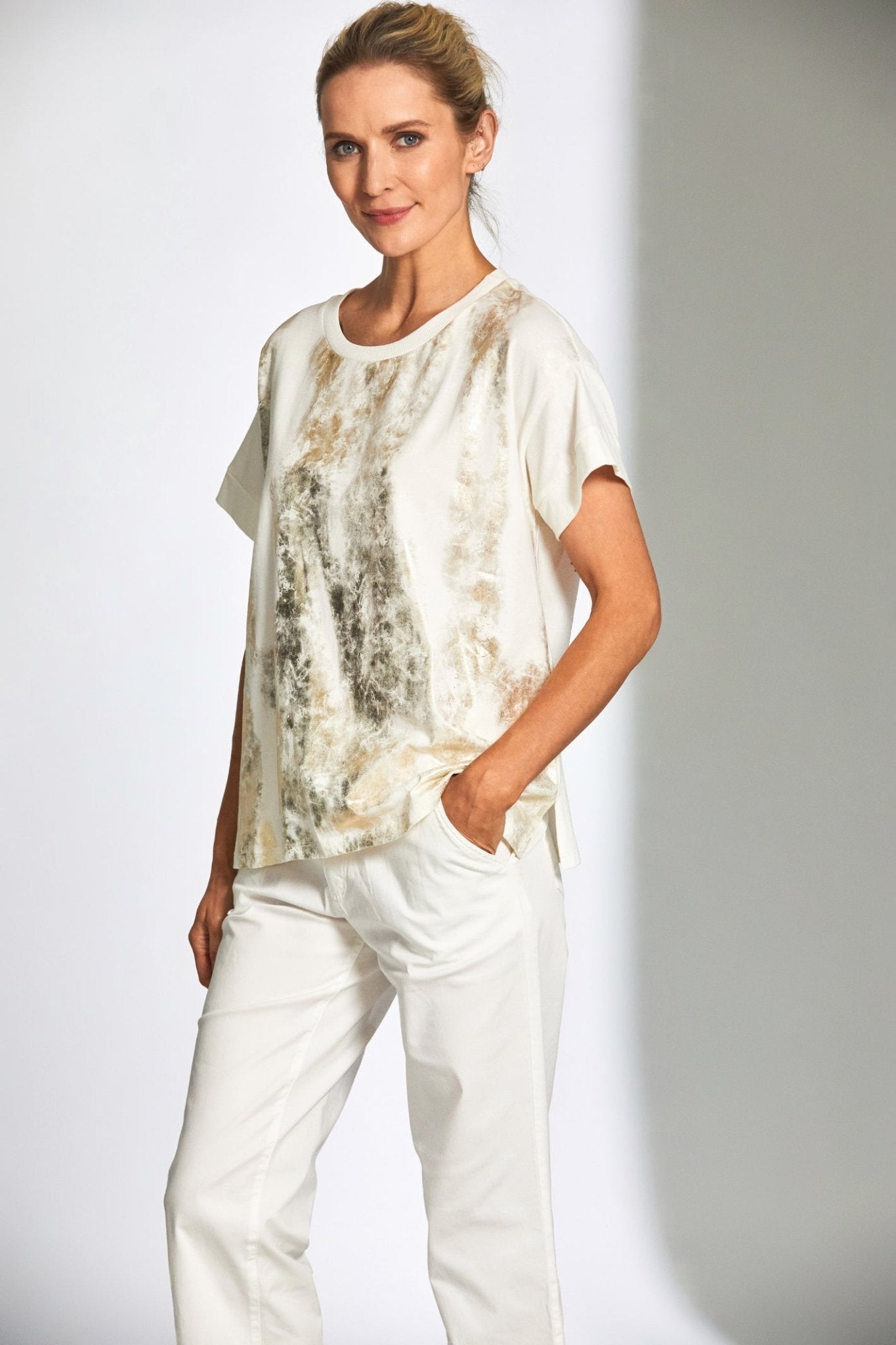 peruzzi-ss25163-metallic-front-cream-gold-t-shirt-Dotique-
