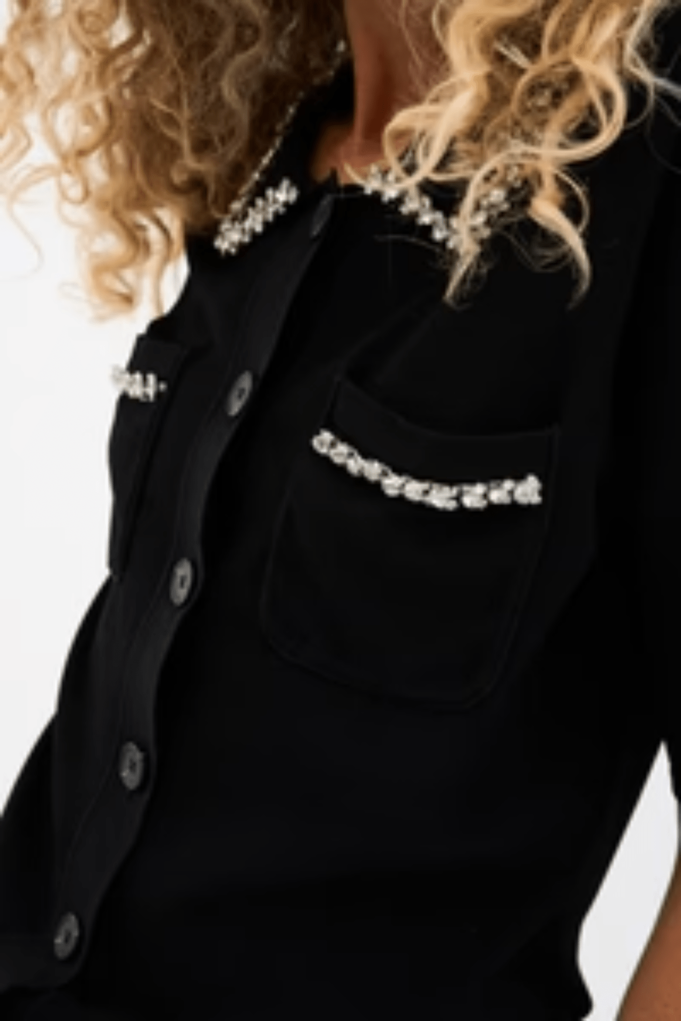 Pieszak J235172 PD - Vigga Rhinestone Polo Knit Black - Dotique - Pieszak