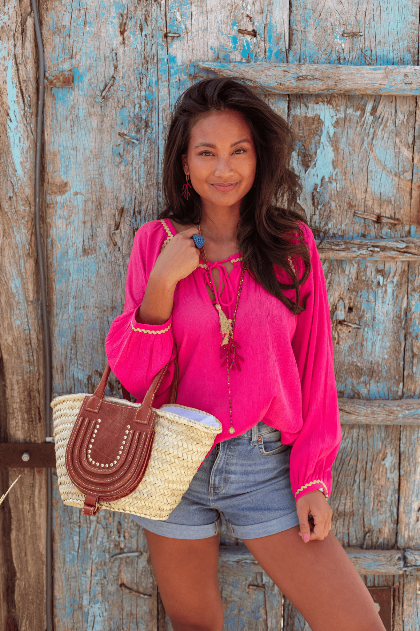 Place Du Soleil Straw Bag Leather 501 - Dotique - Place du Soleil