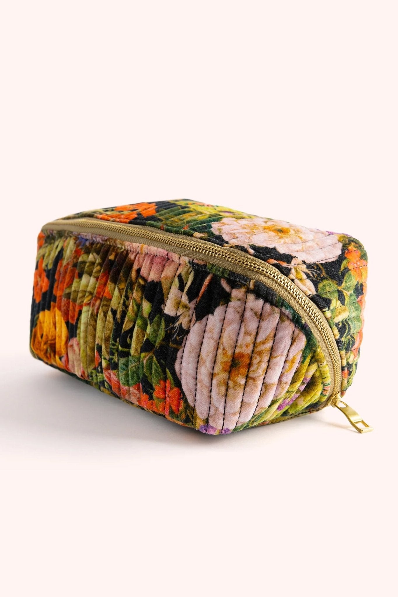 Powder Quilted Makeup Bag Midnight Posy - Dotique - Powder