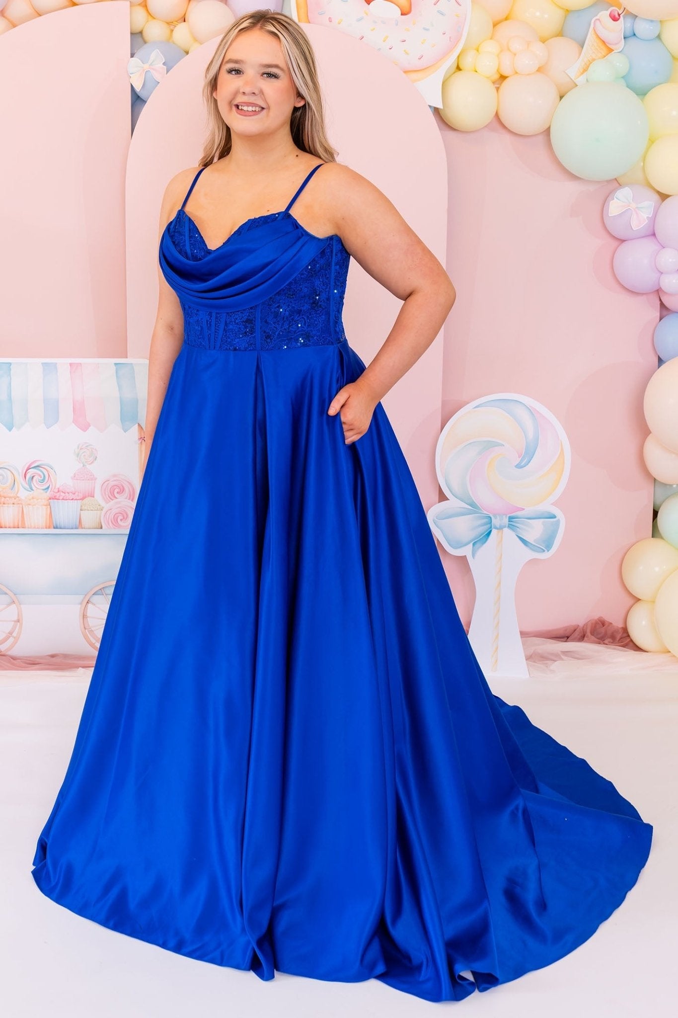 Prom Frocks PF1105 Royal Blue Satin Prom Dress Dotique Prom Frocks PF1105 Royal Blue Satin Prom Dress Dotique