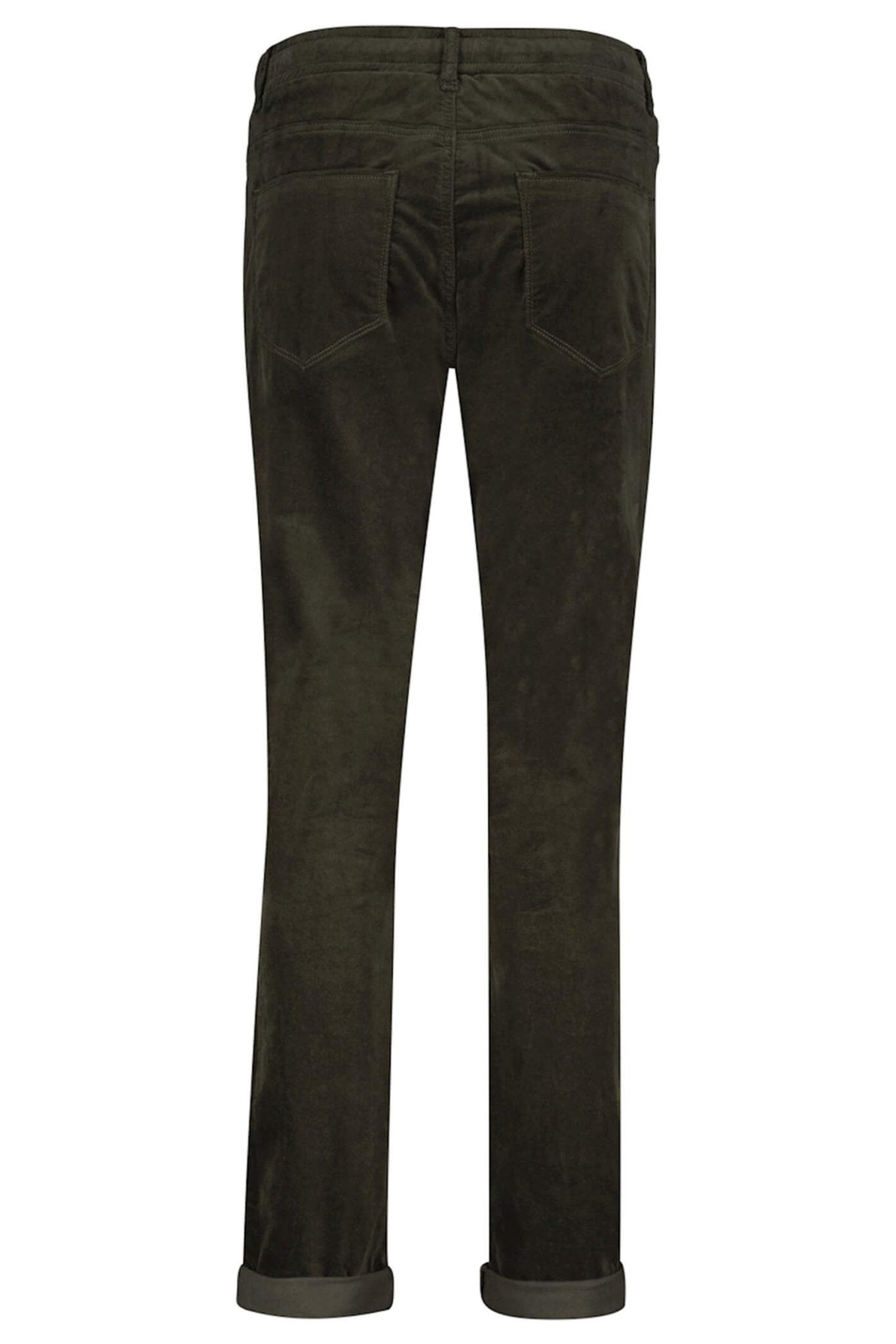 Red Button SRB4052 Tessy Dark Green Velvet Pull-On Trousers - Dotique
