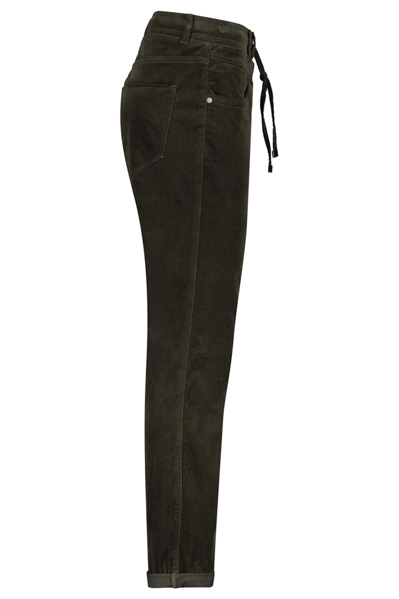 Red Button SRB4052 Tessy Dark Green Velvet Pull-On Trousers - Dotique