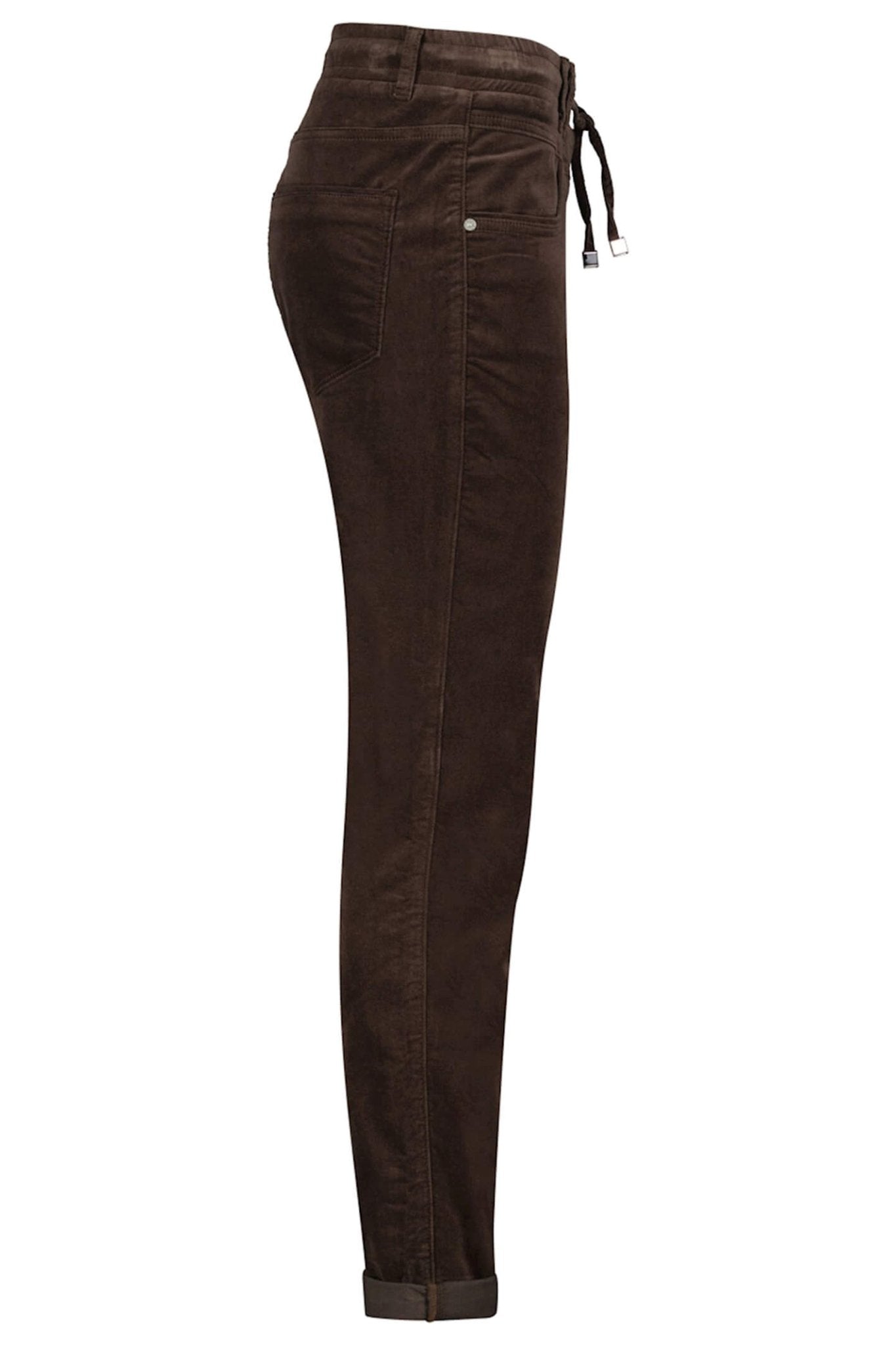 Red Button SRB4052 Tessy Espresso Brown Velvet Pull-On Trousers - Dotique