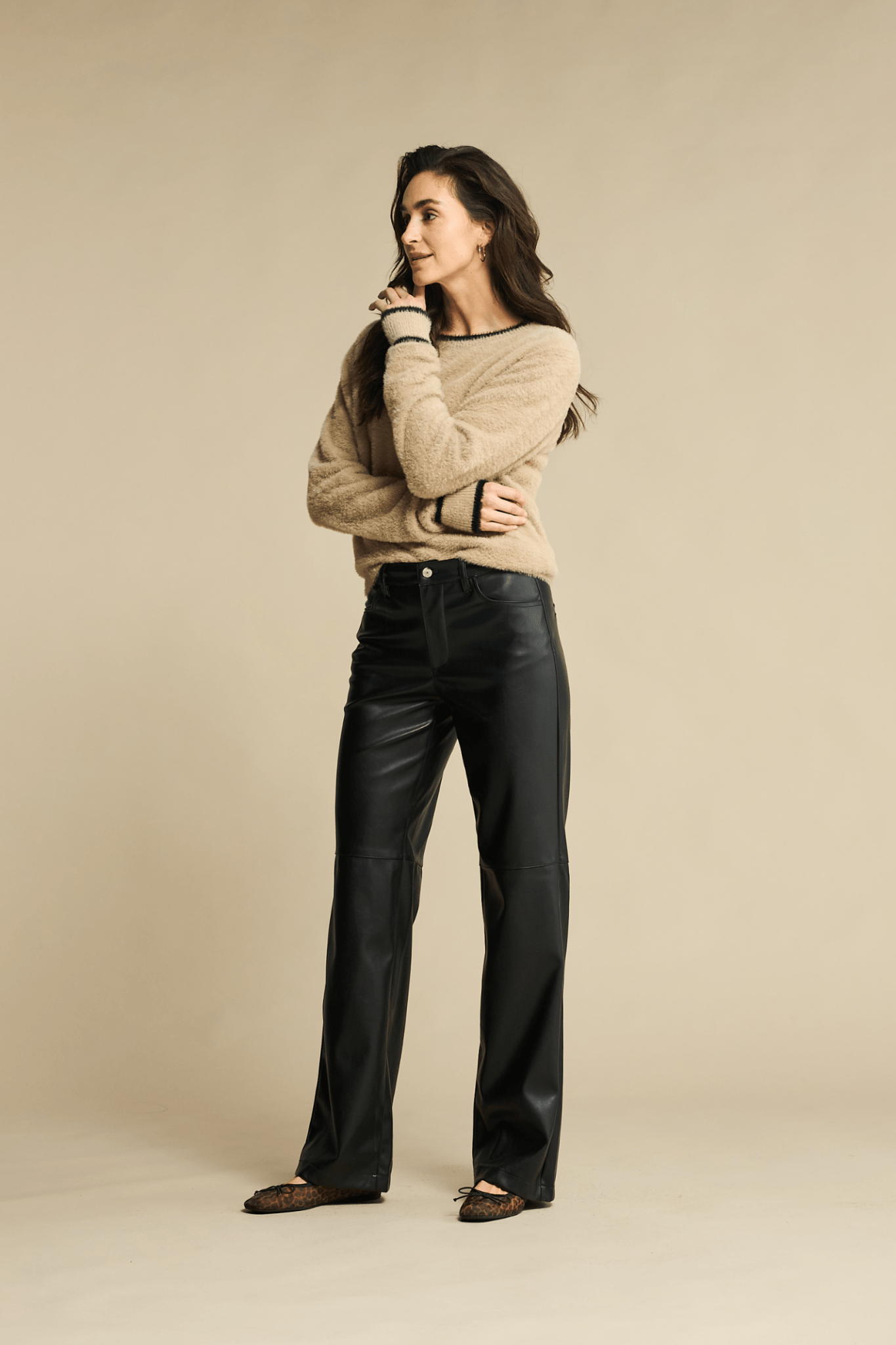 Red Button SRB4627A Colette Faux Leather Trousers (78cm) Black - Dotique - Red Button