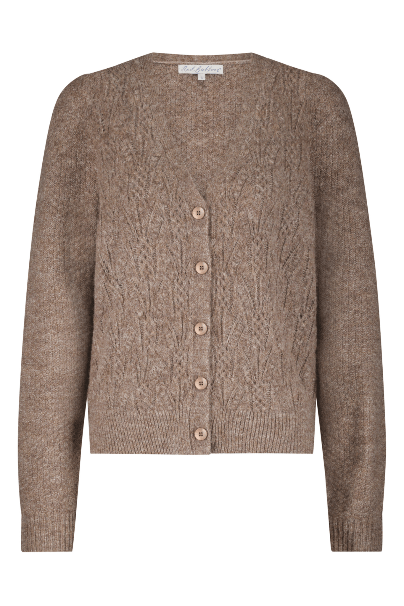 Red Button SRB4639 Cardigan Ajour Mid Brown - Dotique - Red Button