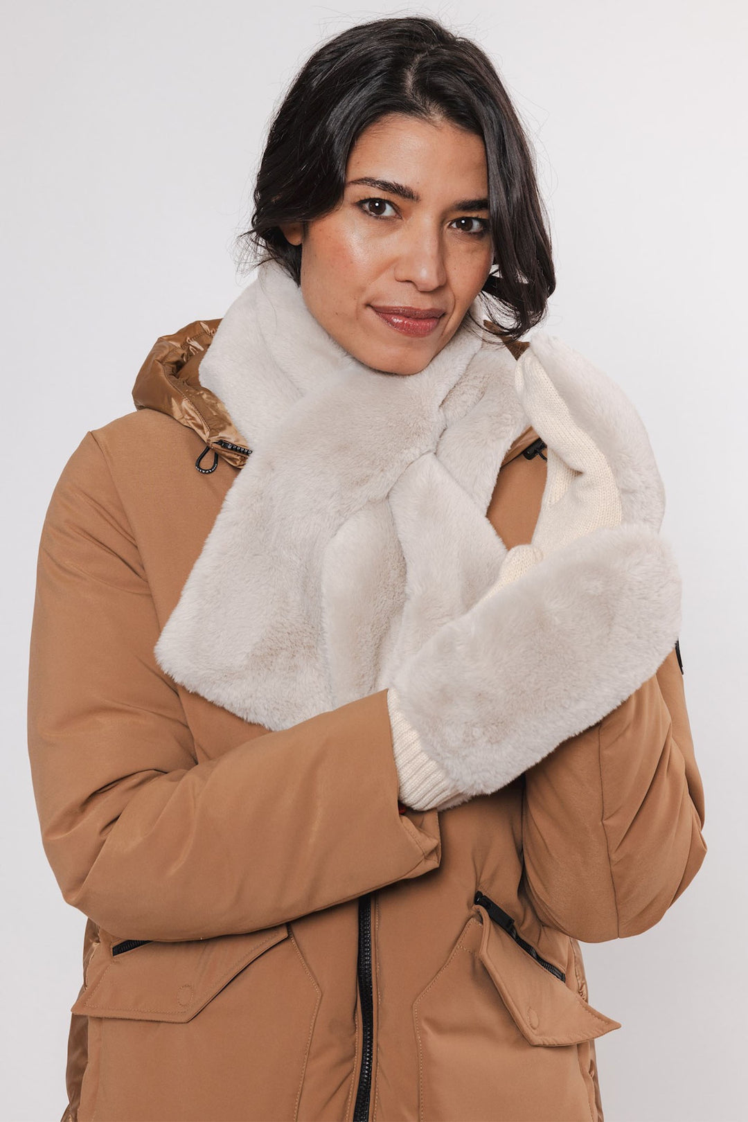 Rino & Pelle Stip 7002412 Faux Fur Scarf Birch