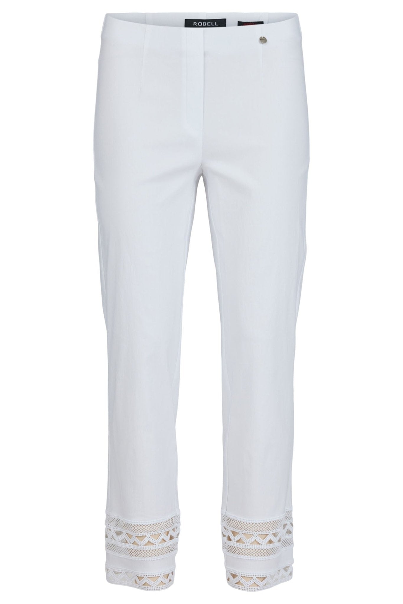 Robell Marie 09 53489 5499 10 White Ankle Detail Trousers 68cm - Dotique