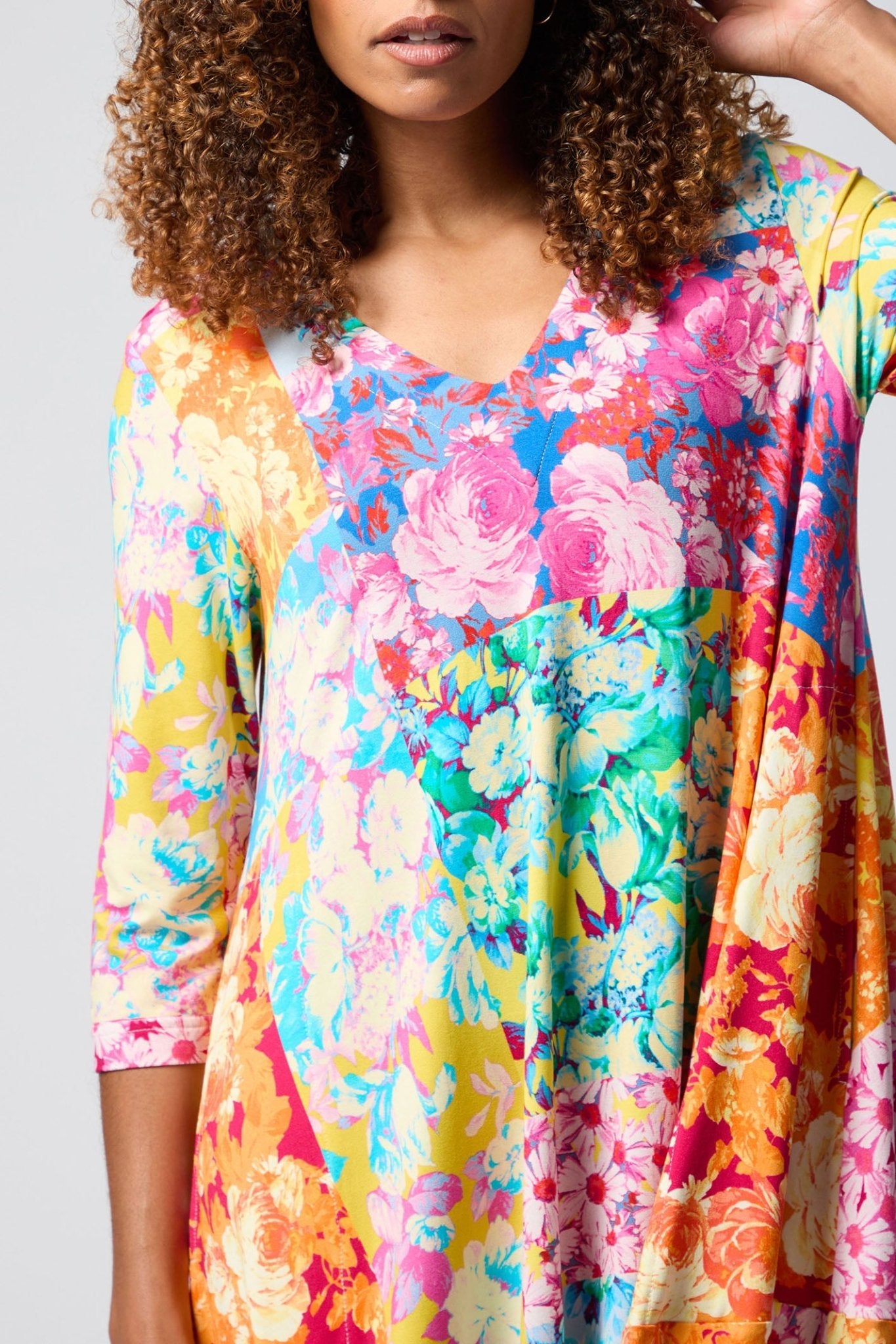 Sahara JFD5886-POPF Multicolour Popart Floral Bubble Dress - Dotique