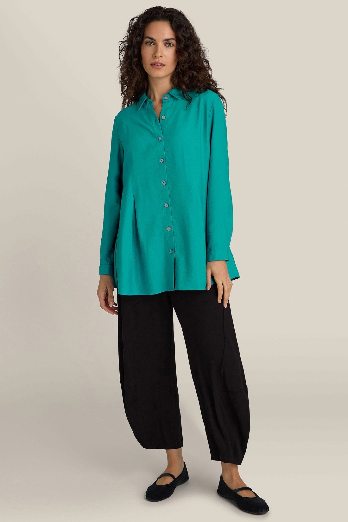Sahara JFT5395-TXV Turquoise Textured Viscose Pleat Shirt - Dotique