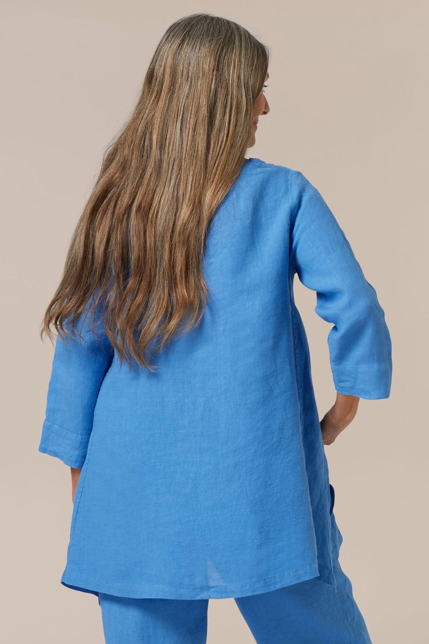 Sahara MTT5634-NFL Sky Blue Linen Pocket Detail Tunic - Dotique