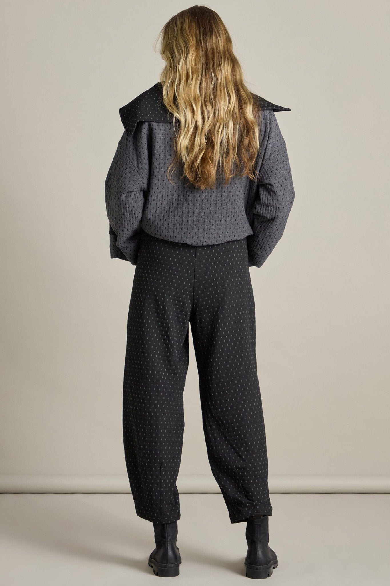 Sahara SPP5908-SDFJ Black/Grey Square Jacquard Bubble Trouser - Dotique