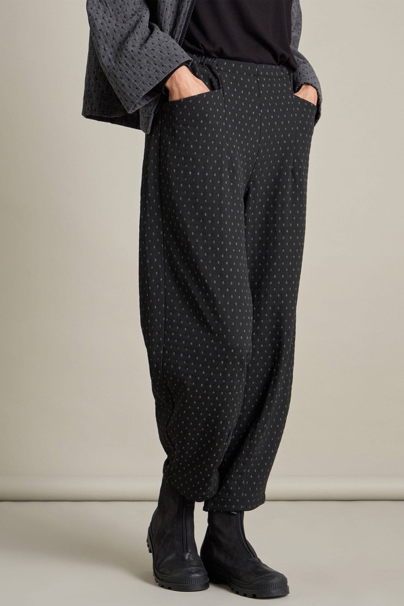 Sahara SPP5908-SDFJ Black/Grey Square Jacquard Bubble Trouser - Dotique