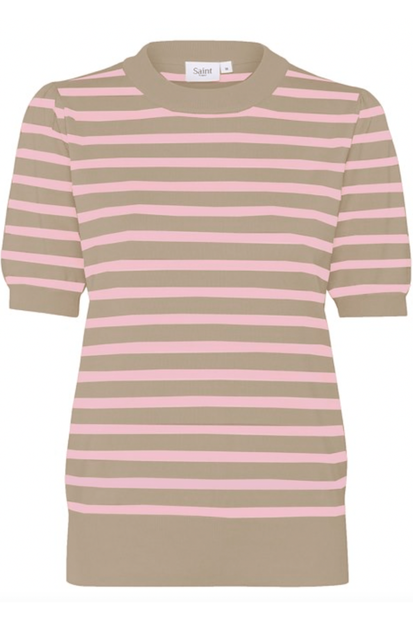 Saint Tropez 30513768 MilaSZ Short Sleeve Striped Pullover Plaza Taupe Pink Stripe - Dotique - SAINT TROPEZ