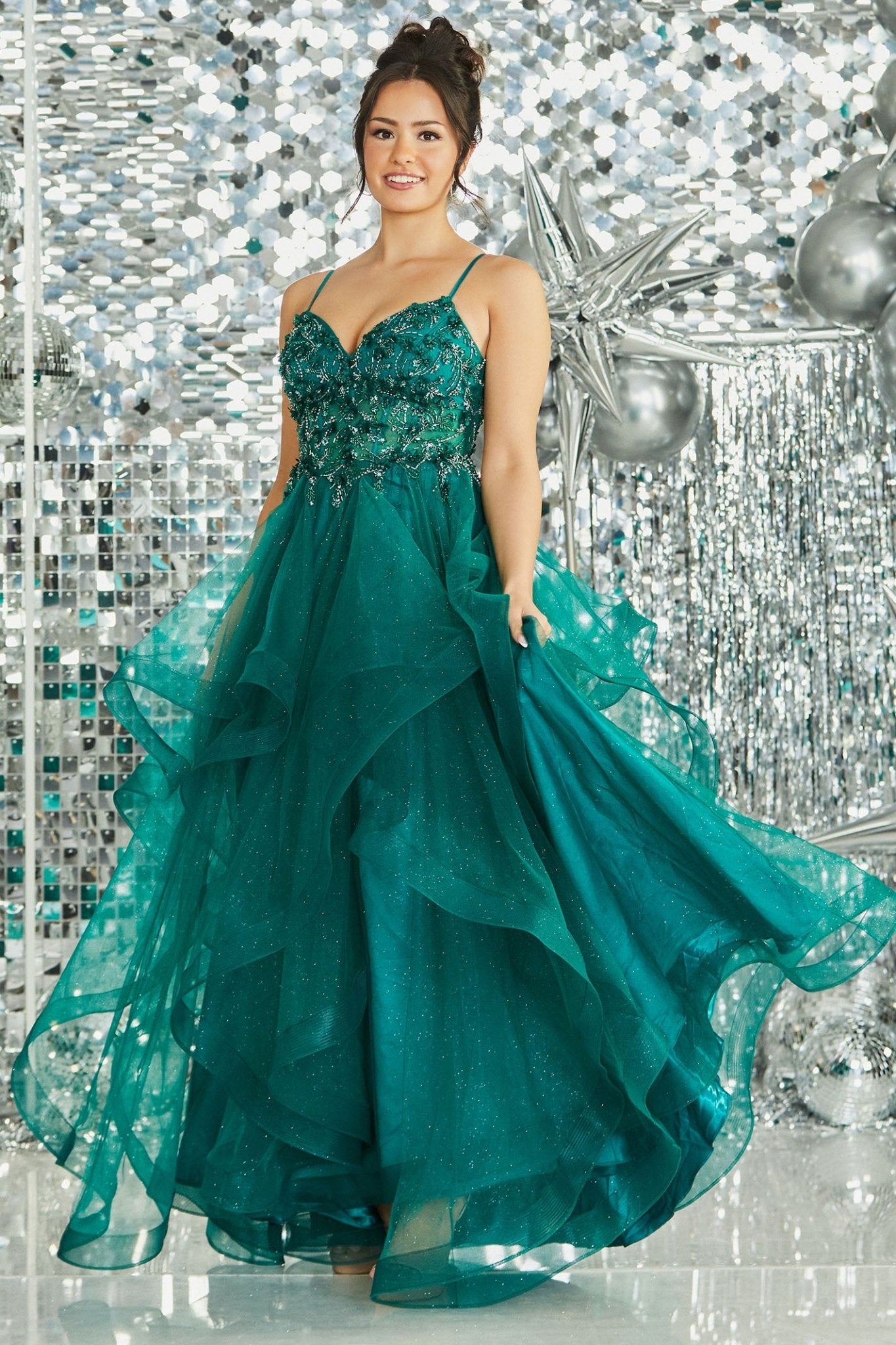 Tiffanys Cora Hunter Green Prom Dress – Dotique