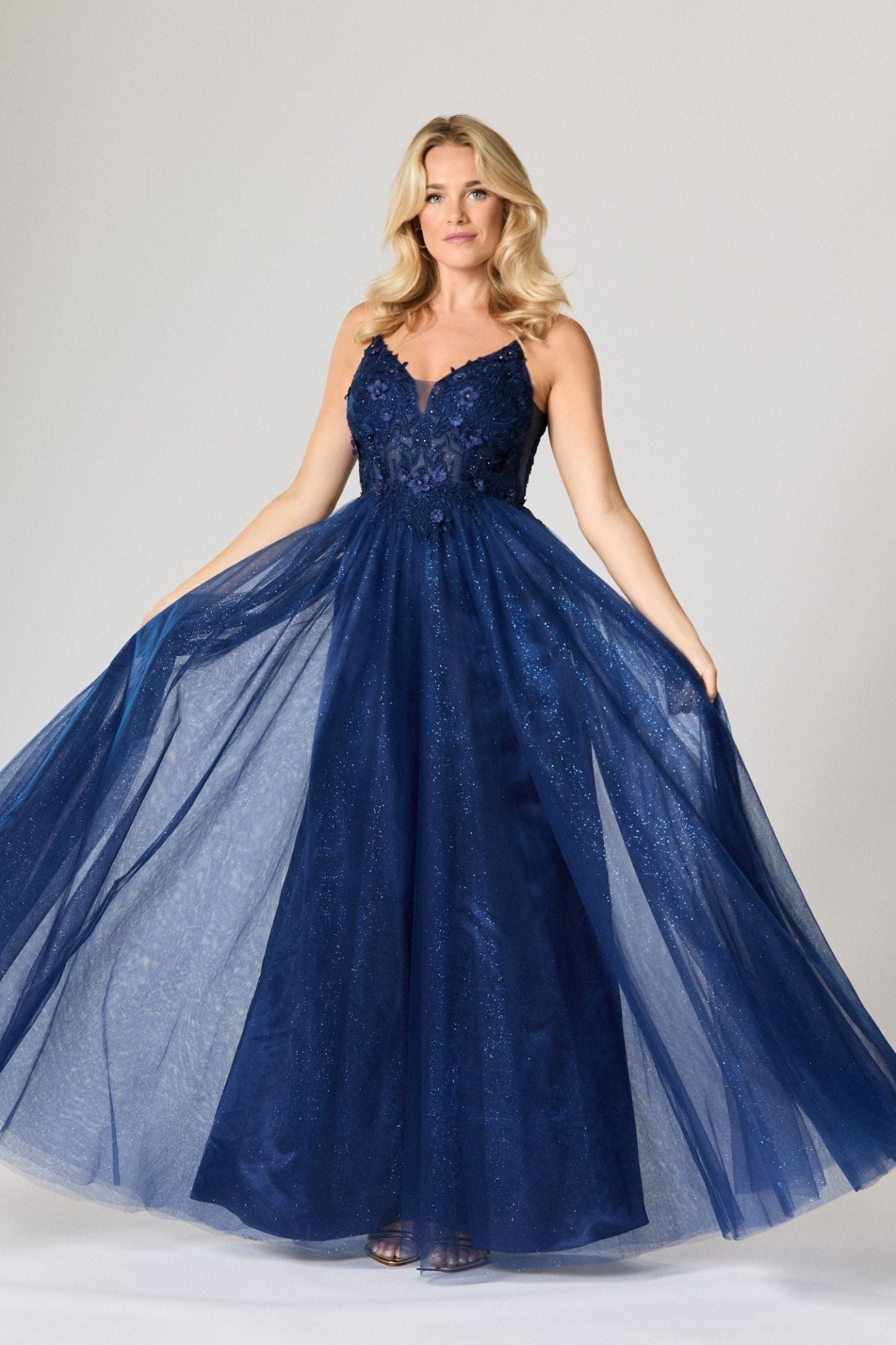 Tiffanys Madeline Midnight Blue Prom Dress – Dotique
