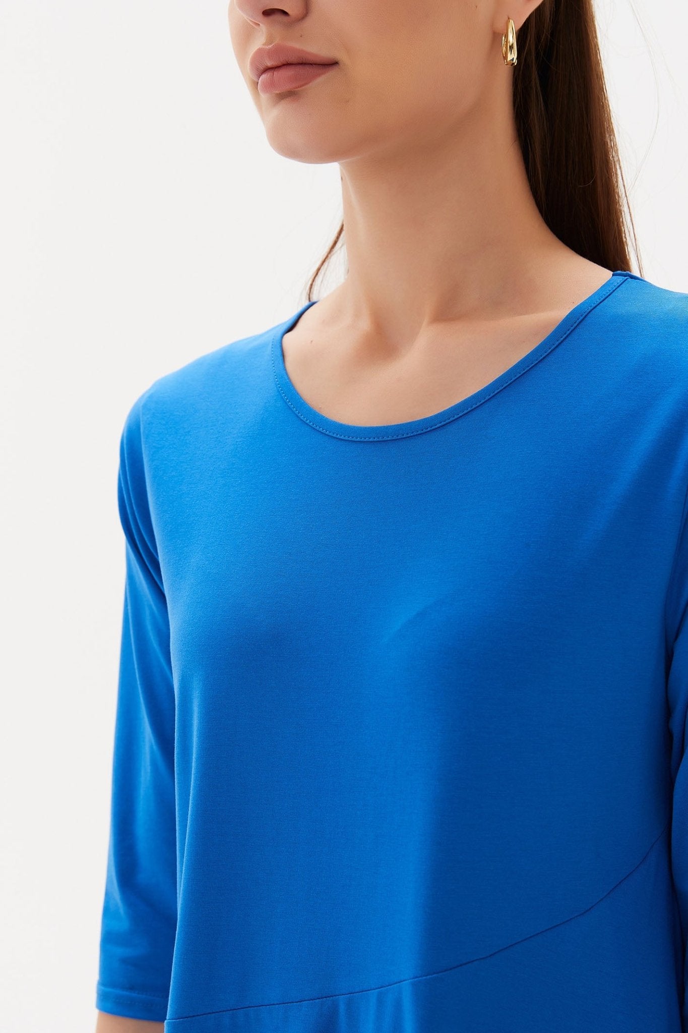 Tirelli 23D3103 Cornflower Blue Diagonal Seam Cotton Dress - Dotique