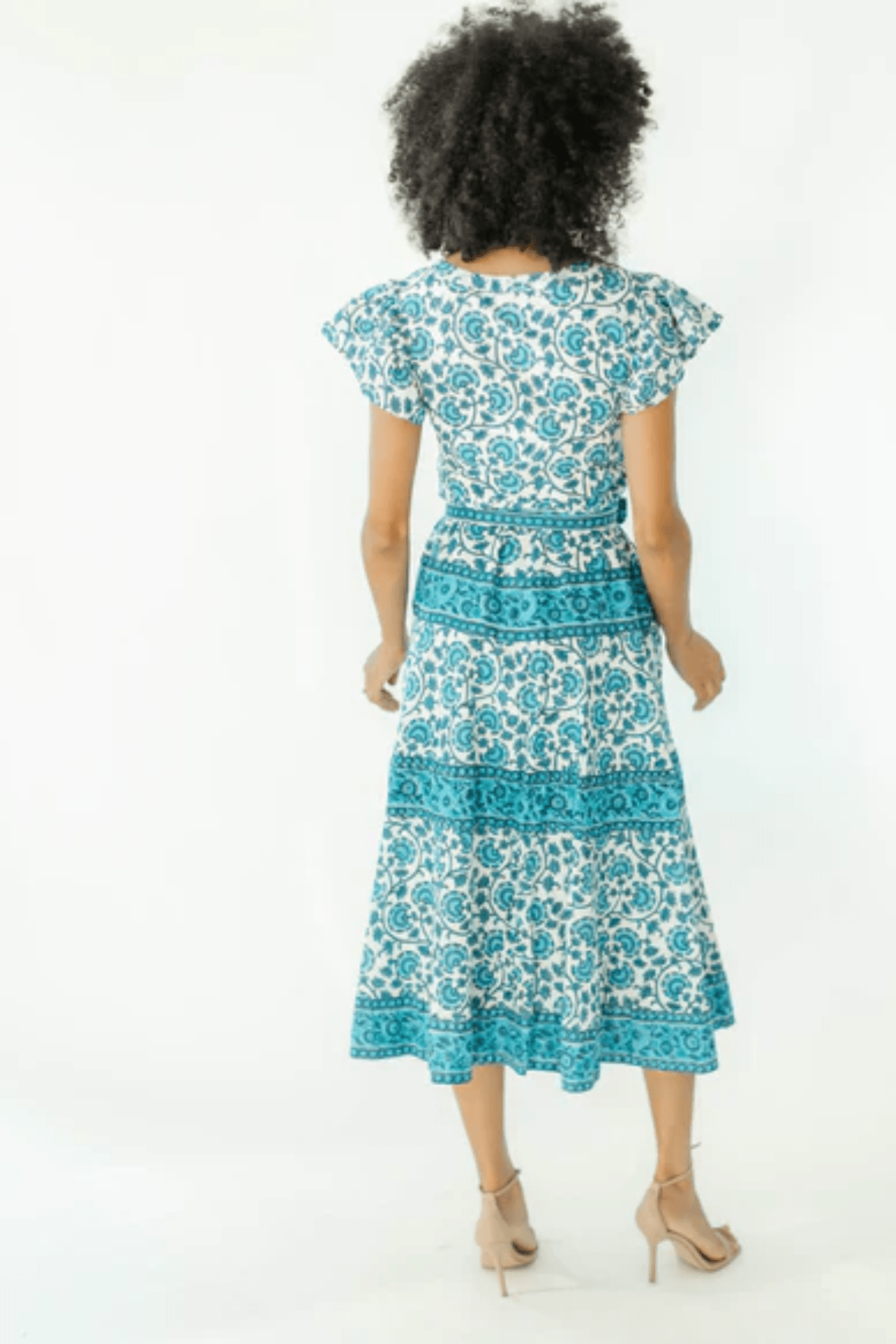 Victoria Dunn Lucia Honeysuckle Block Print Cotton Summer Dress - Dotique