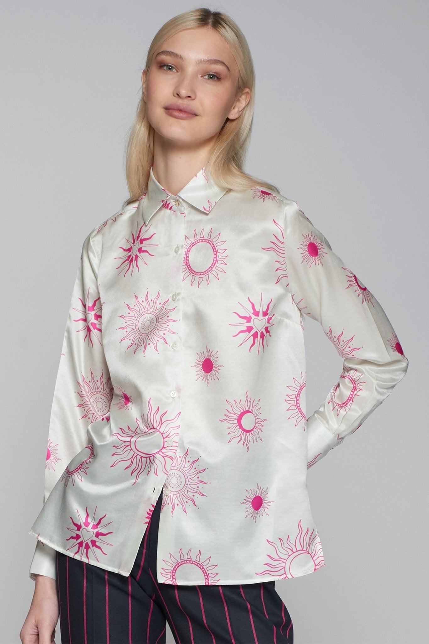 Vilagallo 31871 Astral Printed Silk Cotton Shirt - Dotique - Vilagallo