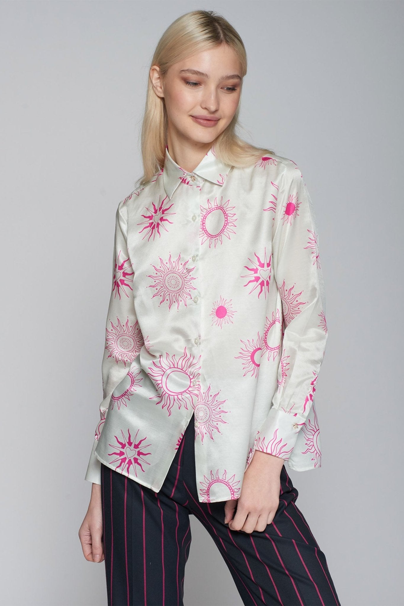 Vilagallo 31871 Astral Printed Silk Cotton Shirt - Dotique - Vilagallo