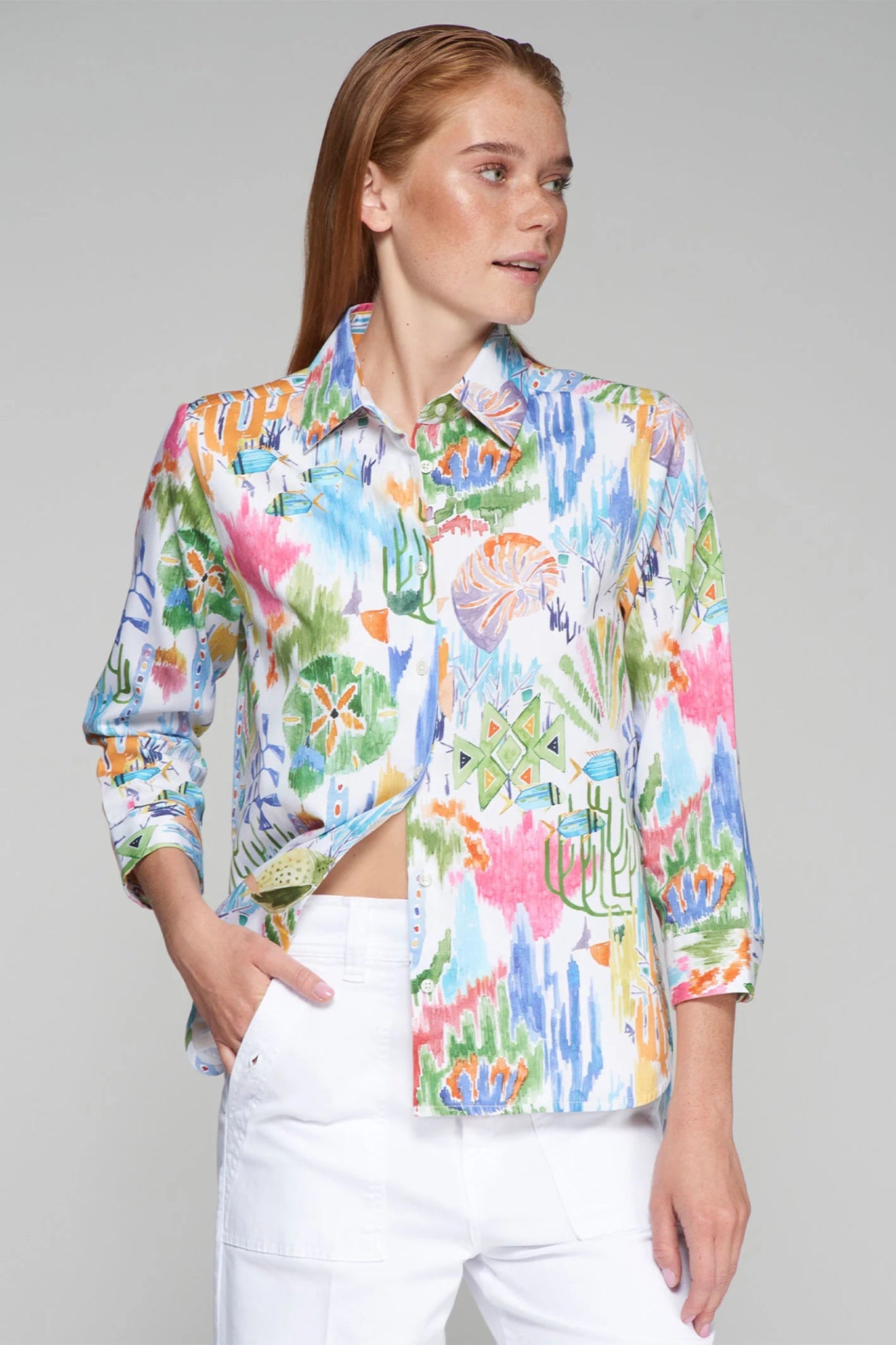 Vilagallo 32295 Shirt Poline Acuarela Fondo Marino – Watercolour Marine Print - Dotique - Vilagallo