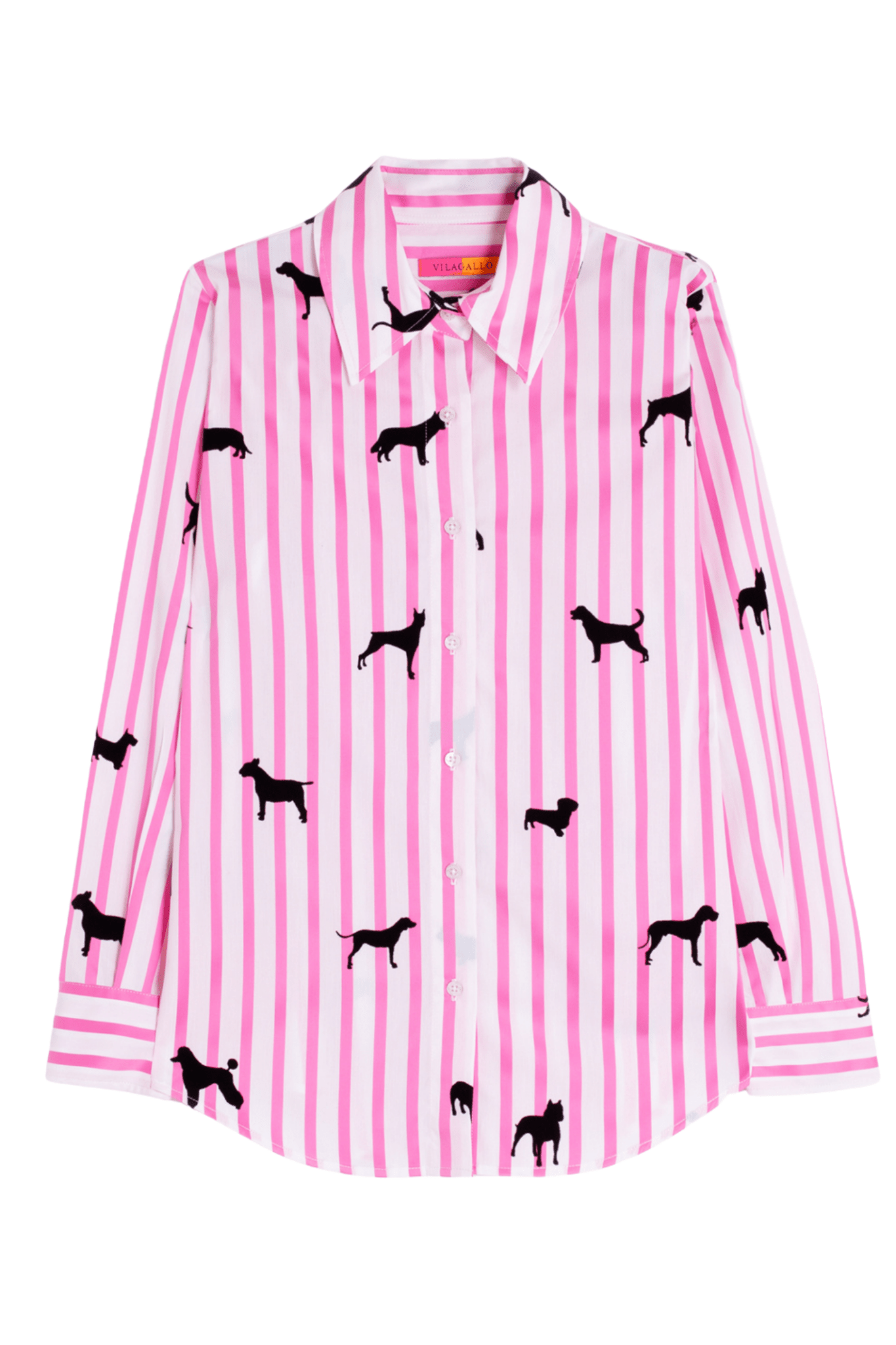 Vilagallo 32806 Pink Stripe Dog Print Cotton Shirt - Dotique - Vilagallo