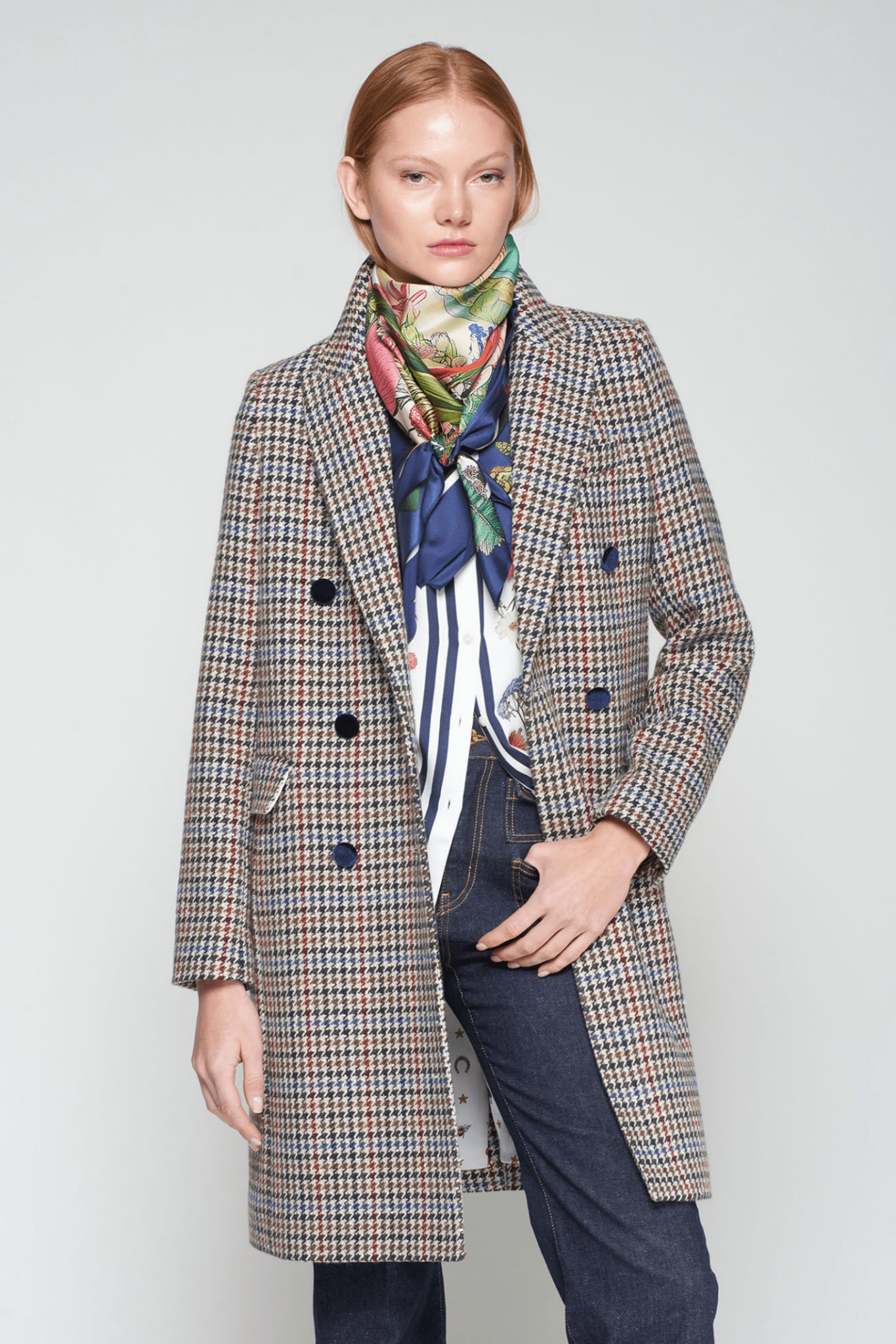 Vilagallo 32823 Houndstooth Double - Breasted Winter Coat - Dotique - Vilagallo