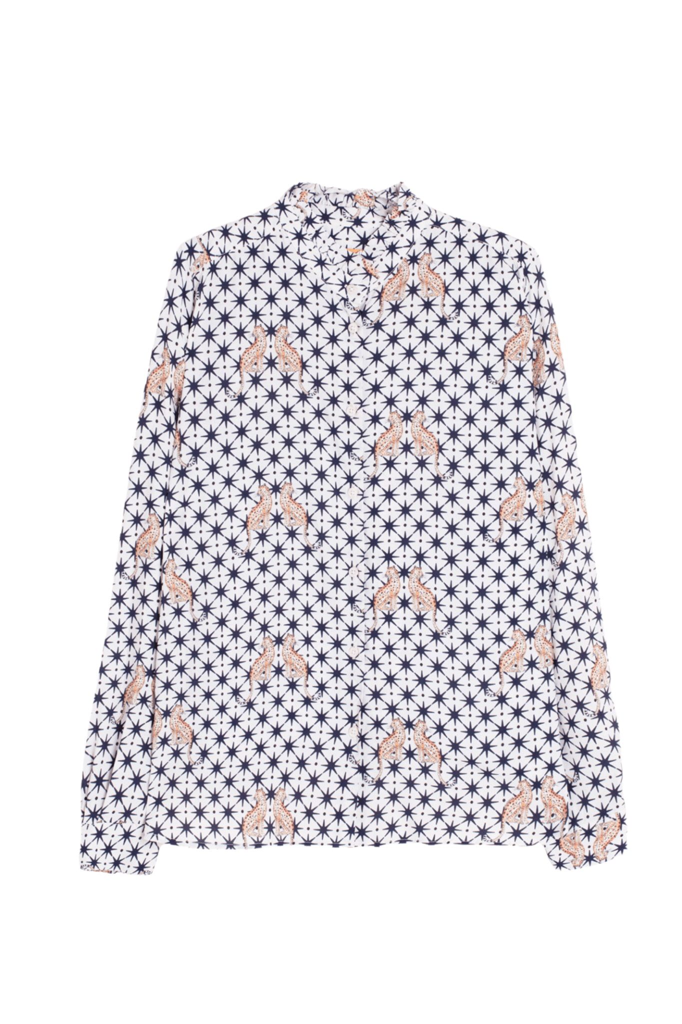 Vilagallo 32979 Navy Geometric Leopard Print Shirt - Dotique - Vilagallo