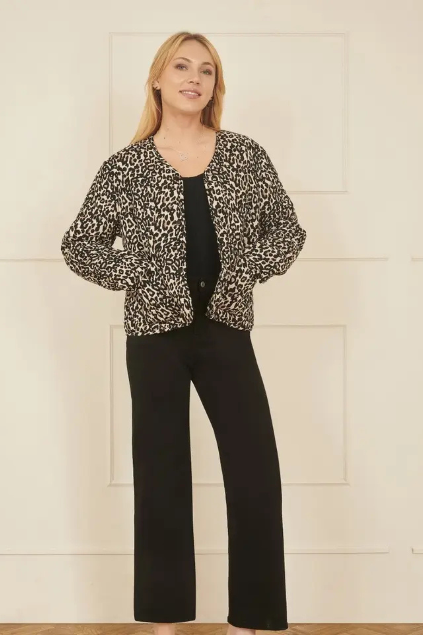 Yumi Brown Leopard Print Boxy Jacket