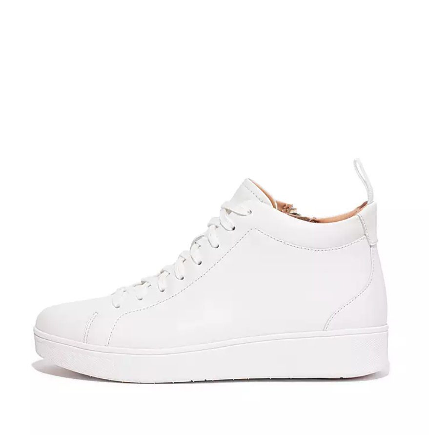 FitFlop White Rally Leather High Top Trainer Dotique Dotique