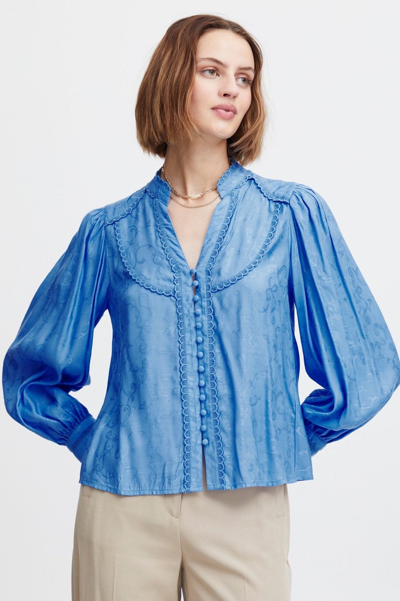 Atelier Reve 20120201 IRLOWLY SH Marina Blue Shirt Top - Dotique - Atelier Reve