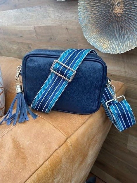 Elie Beaumont Handbag Navy with Aztec Strap | Dotique