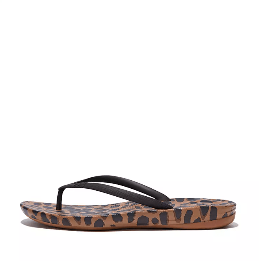FitFlop IQUSHION Leopard-Print Ergonomic Flip-Flops Dotique