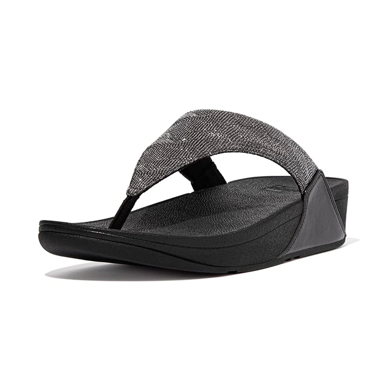 FitFlop Lulu Glitz Toe Post Sandal Black | Dotique