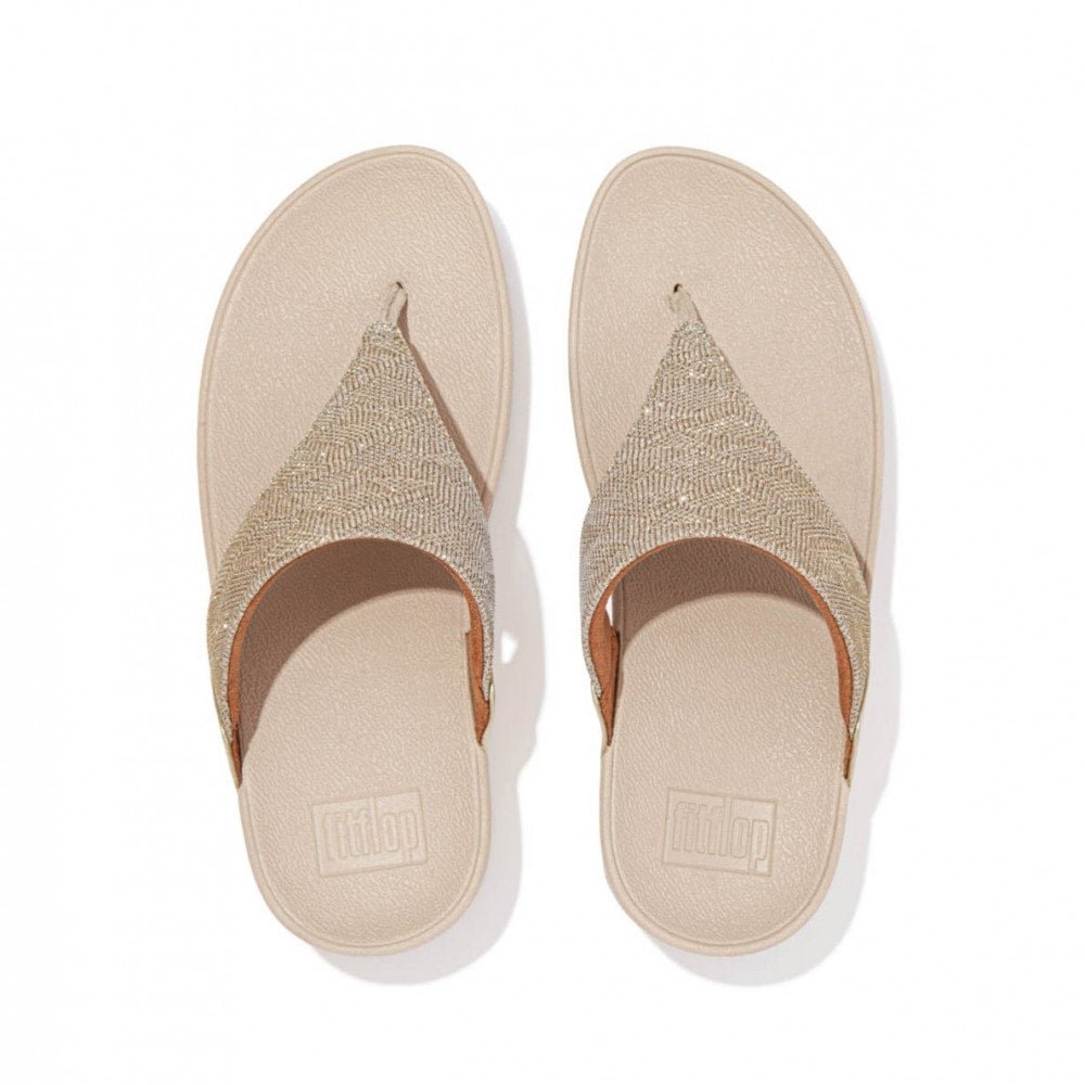FitFlop Lulu Glitz Toe Post Sandal Gold Above | Dotique