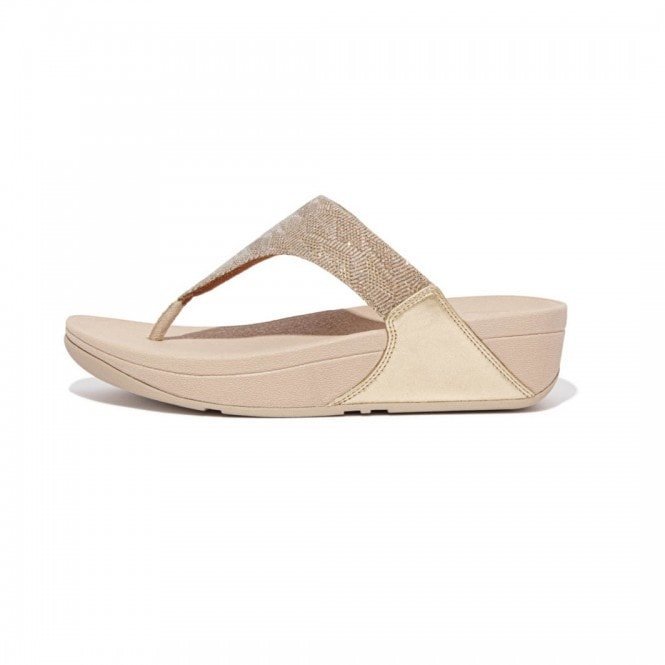 FitFlop Lulu Glitz Toe Post Sandal Platino / Gold | Dotique