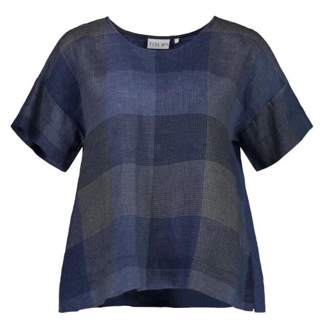 Foil 6607 Poetry In Motion Top Marine Check/Denim | Dotique